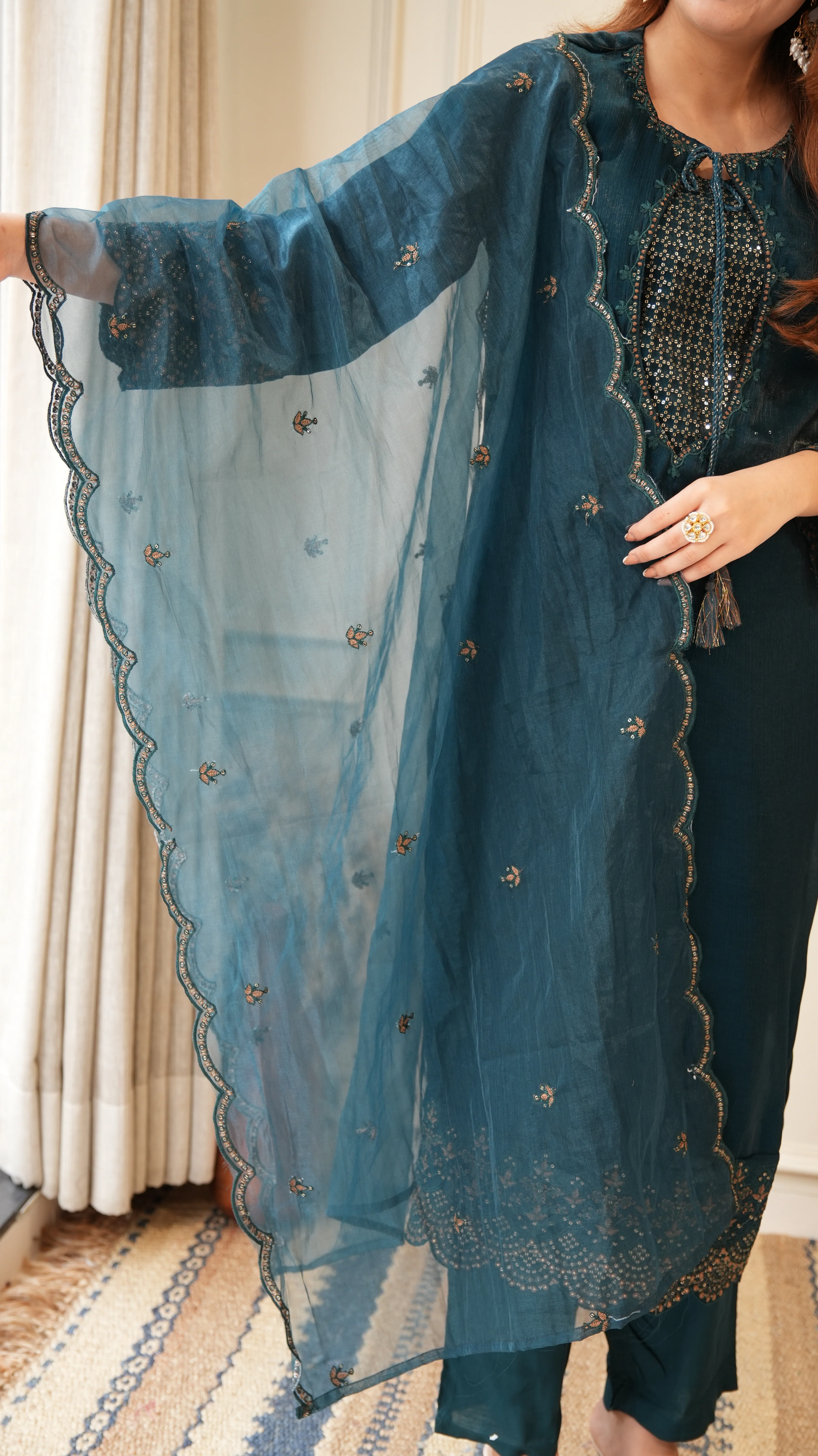 Ayesha Shimmer Tissue Embroidered Pant Set - Image 9