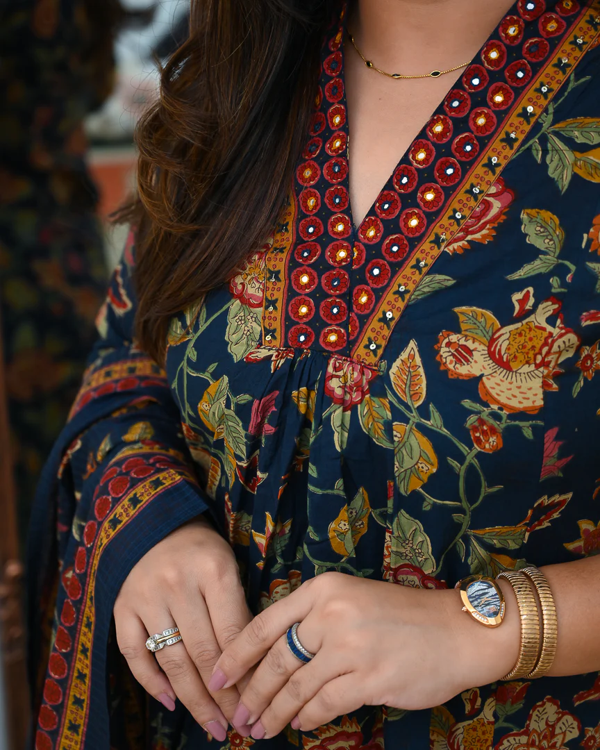 Azah Cotton Floral A-line Pant Set - Image 14