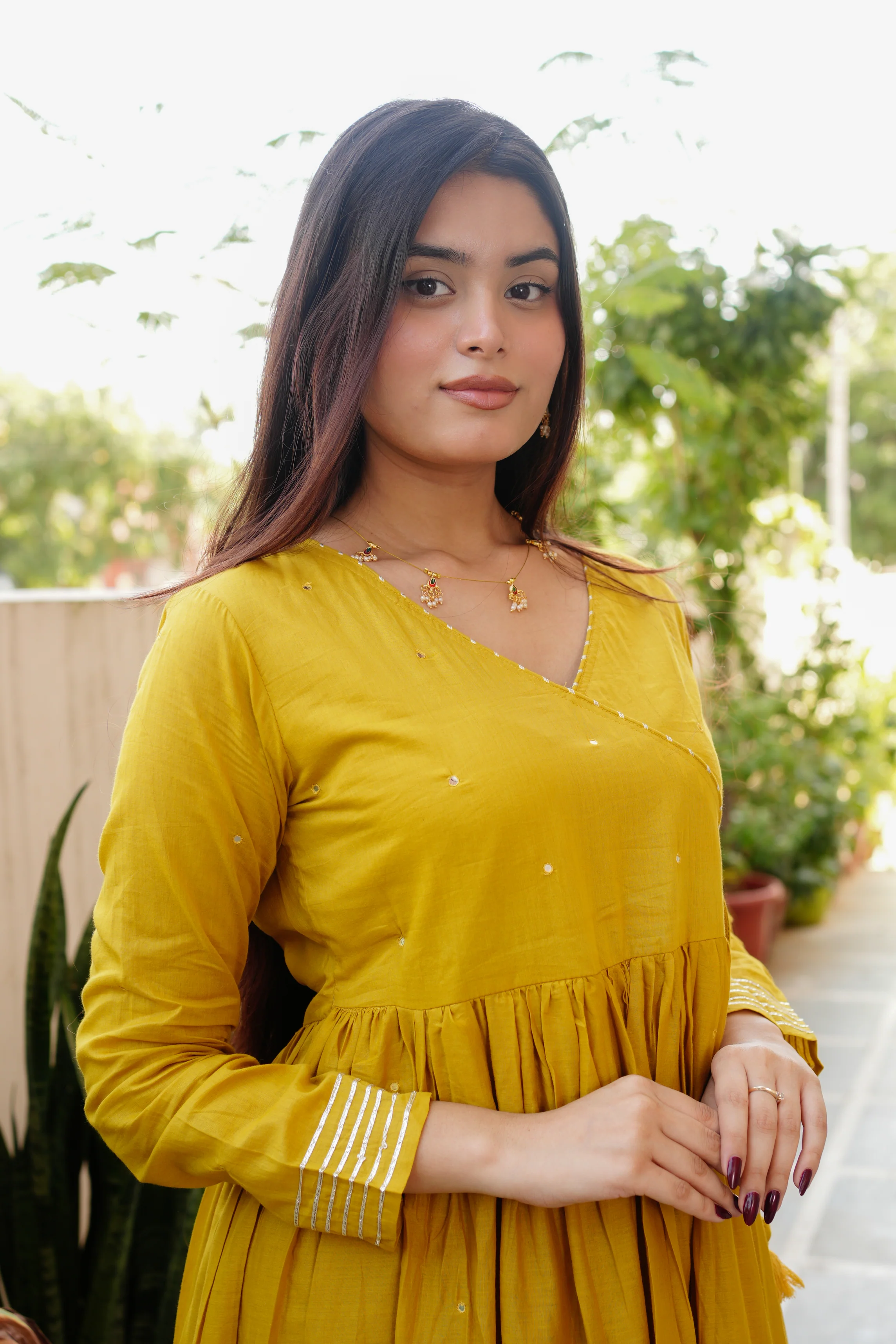 Baani Cotton Angrakha Embroidered Anarkali Kurta Set with Dupatta - Image 4