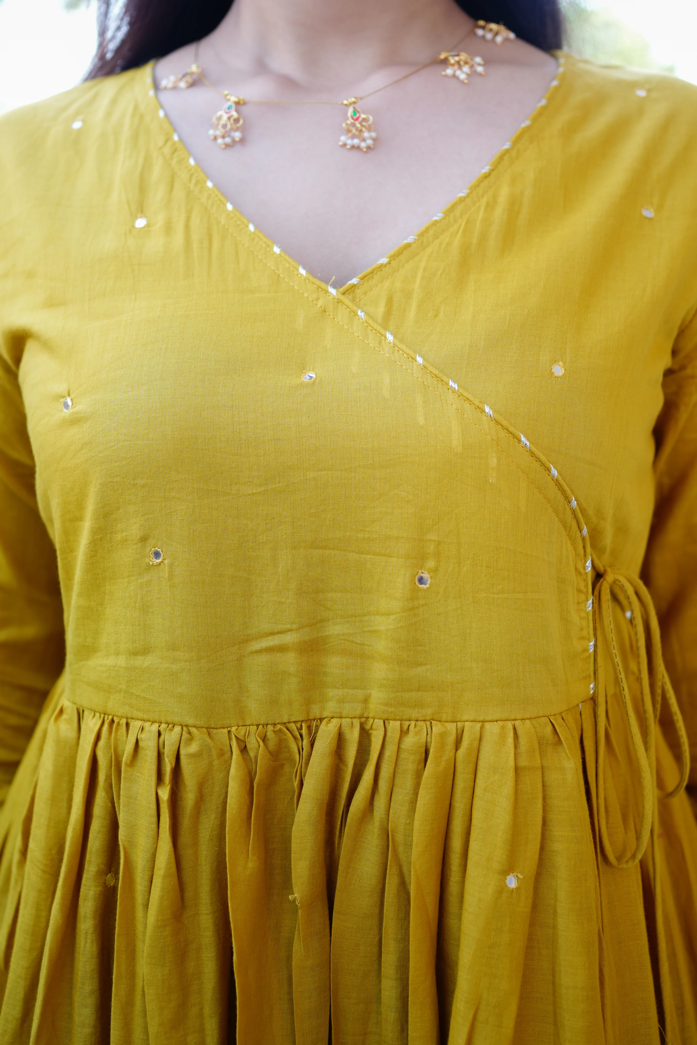 Baani Cotton Angrakha Embroidered Anarkali Kurta Set with Dupatta - Image 6