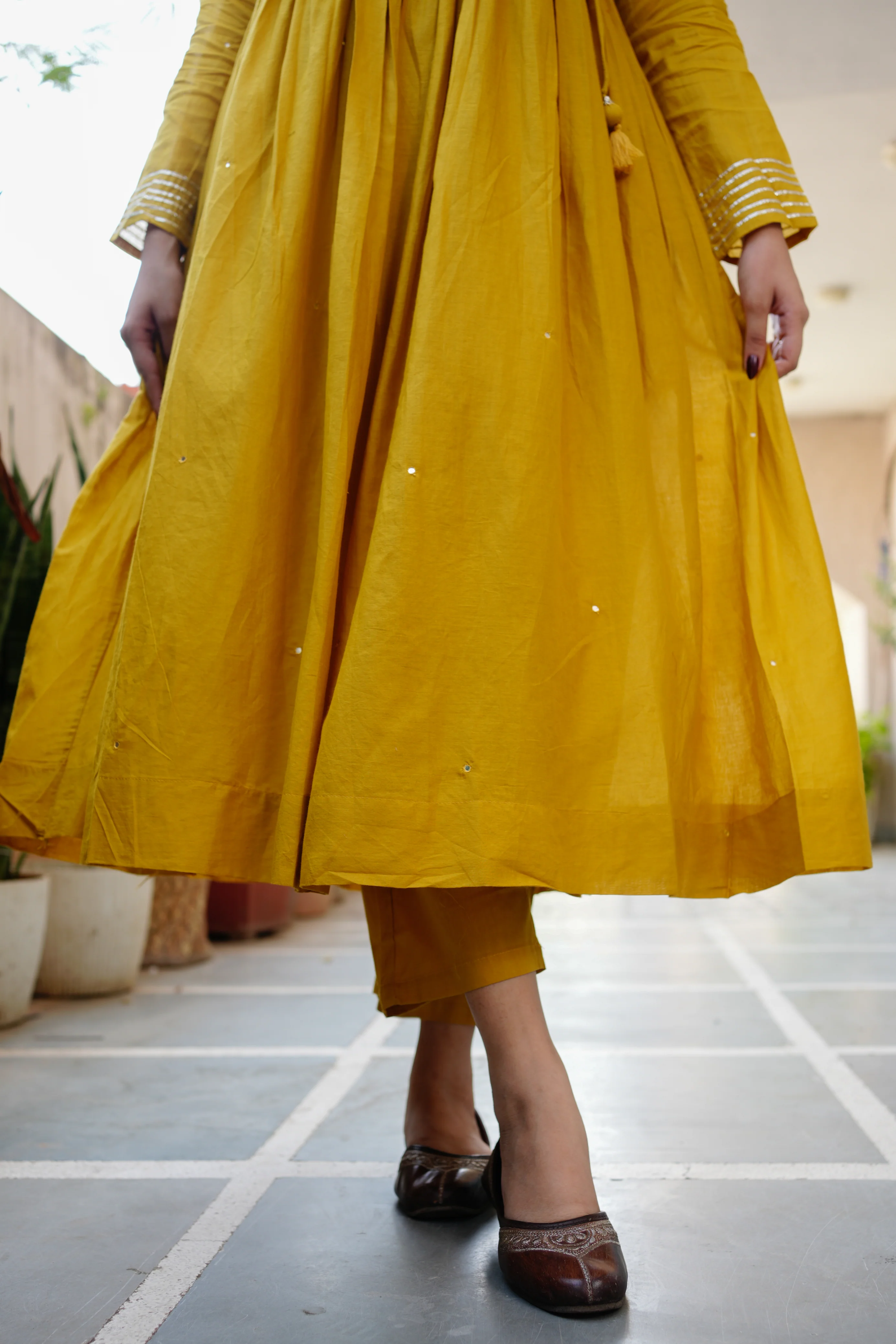 Baani Cotton Angrakha Embroidered Anarkali Kurta Set with Dupatta - Image 8