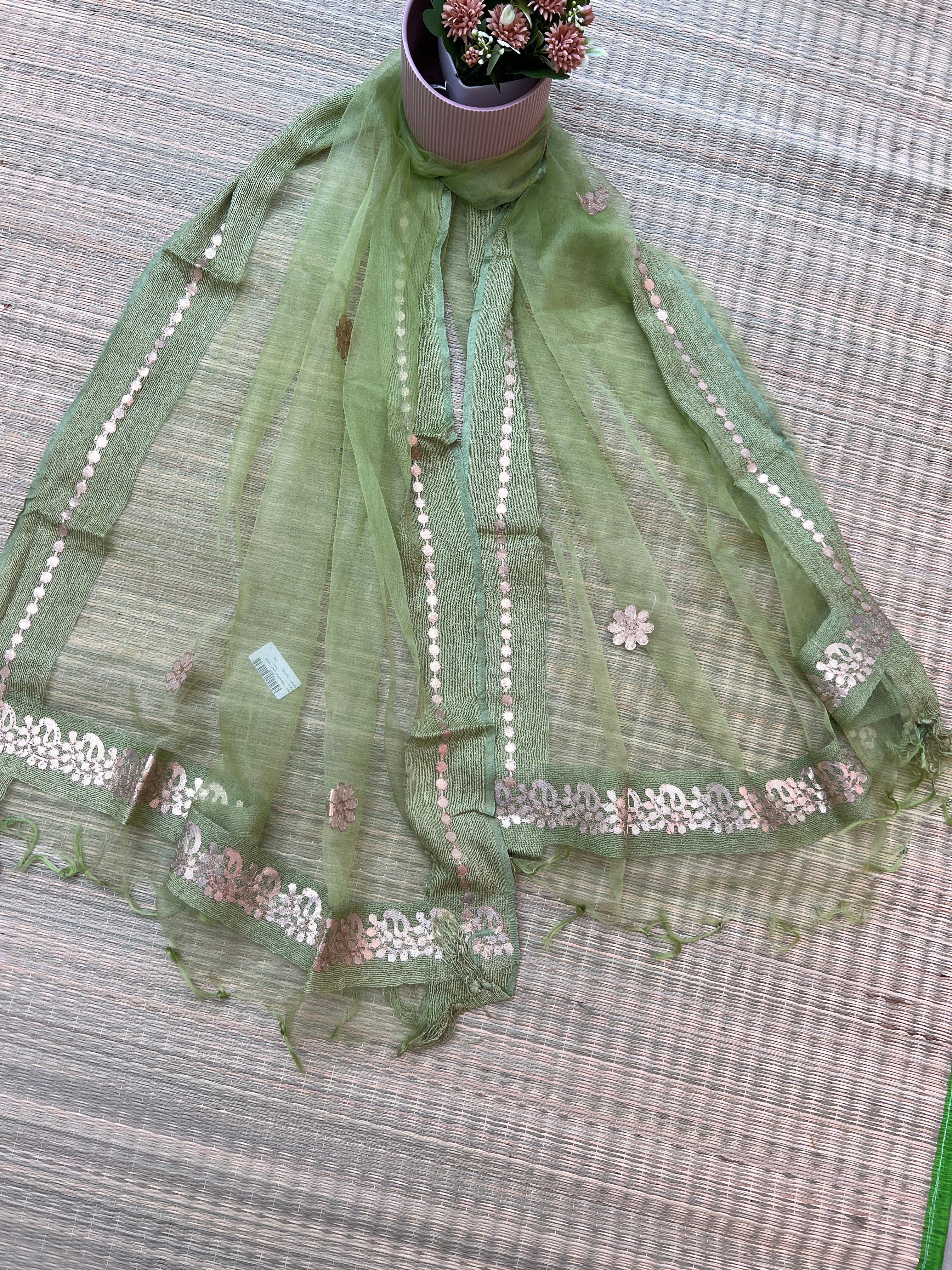Beautiful Tissue Dupatta With Gotta Work - Image 5