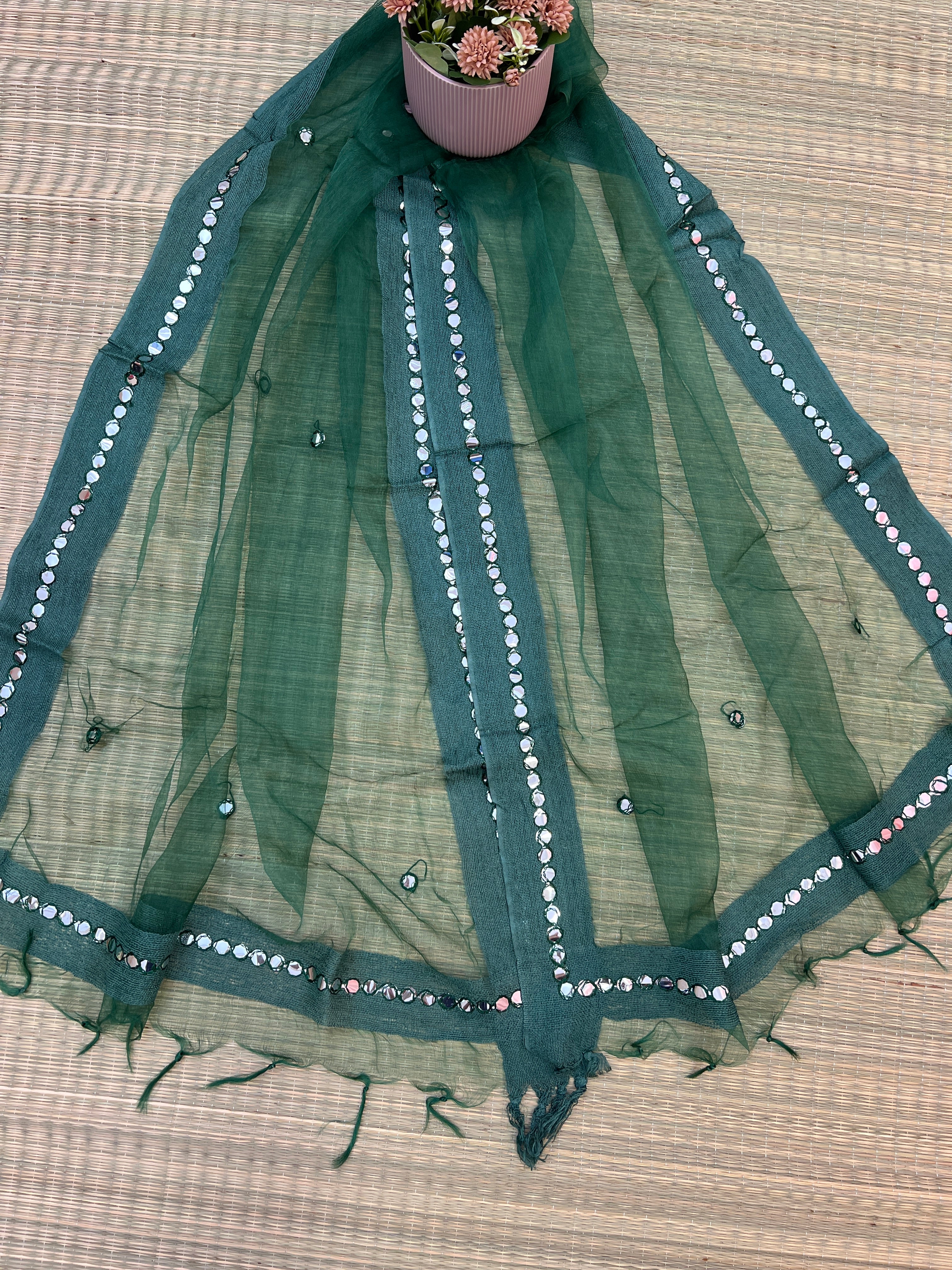 Beautiful Tissue Dupatta With Mirror Work - Image 6