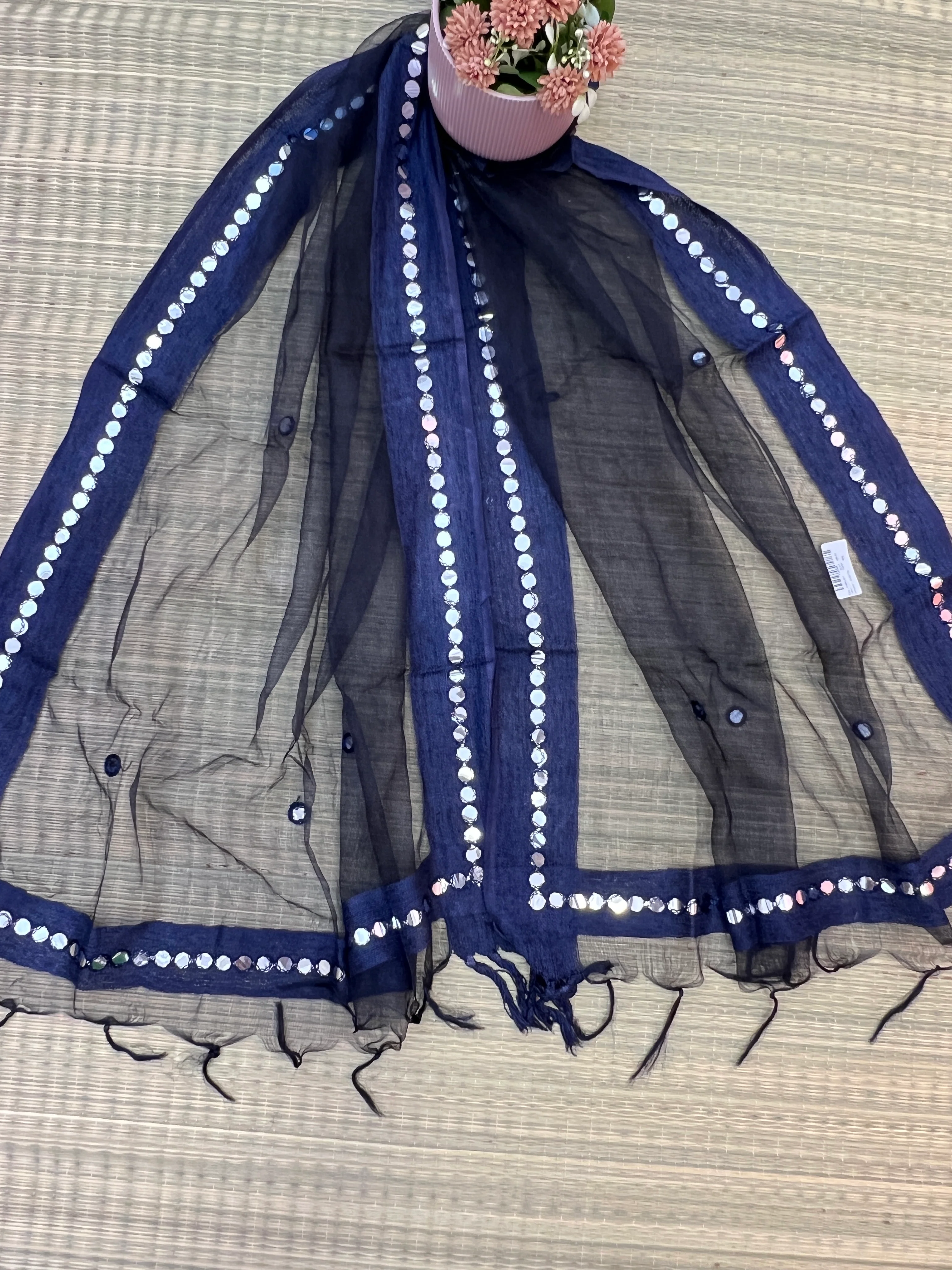 Beautiful Tissue Dupatta With Mirror Work - Image 9