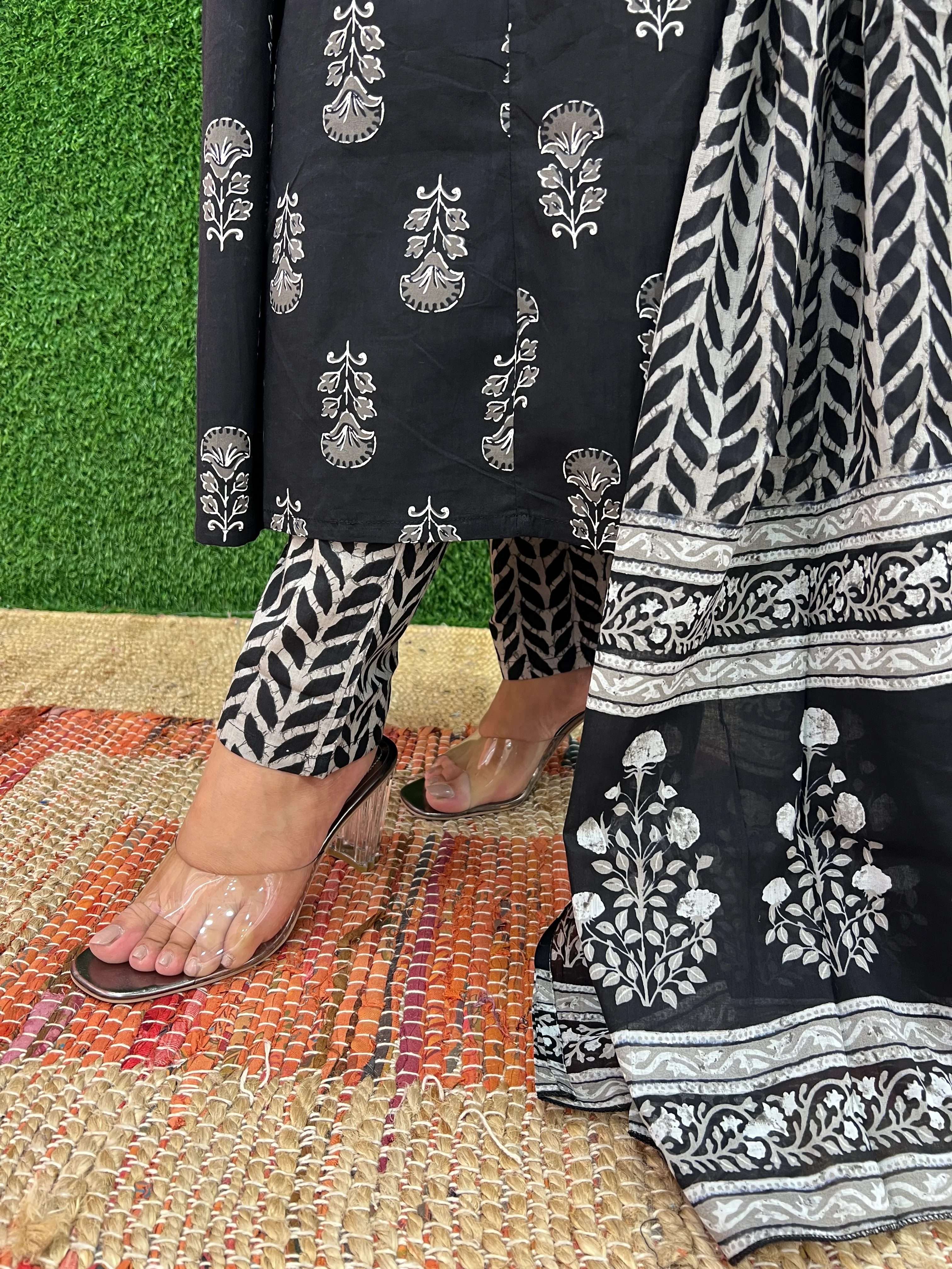 Black Angrakha Anarkali Pant Set - Image 6