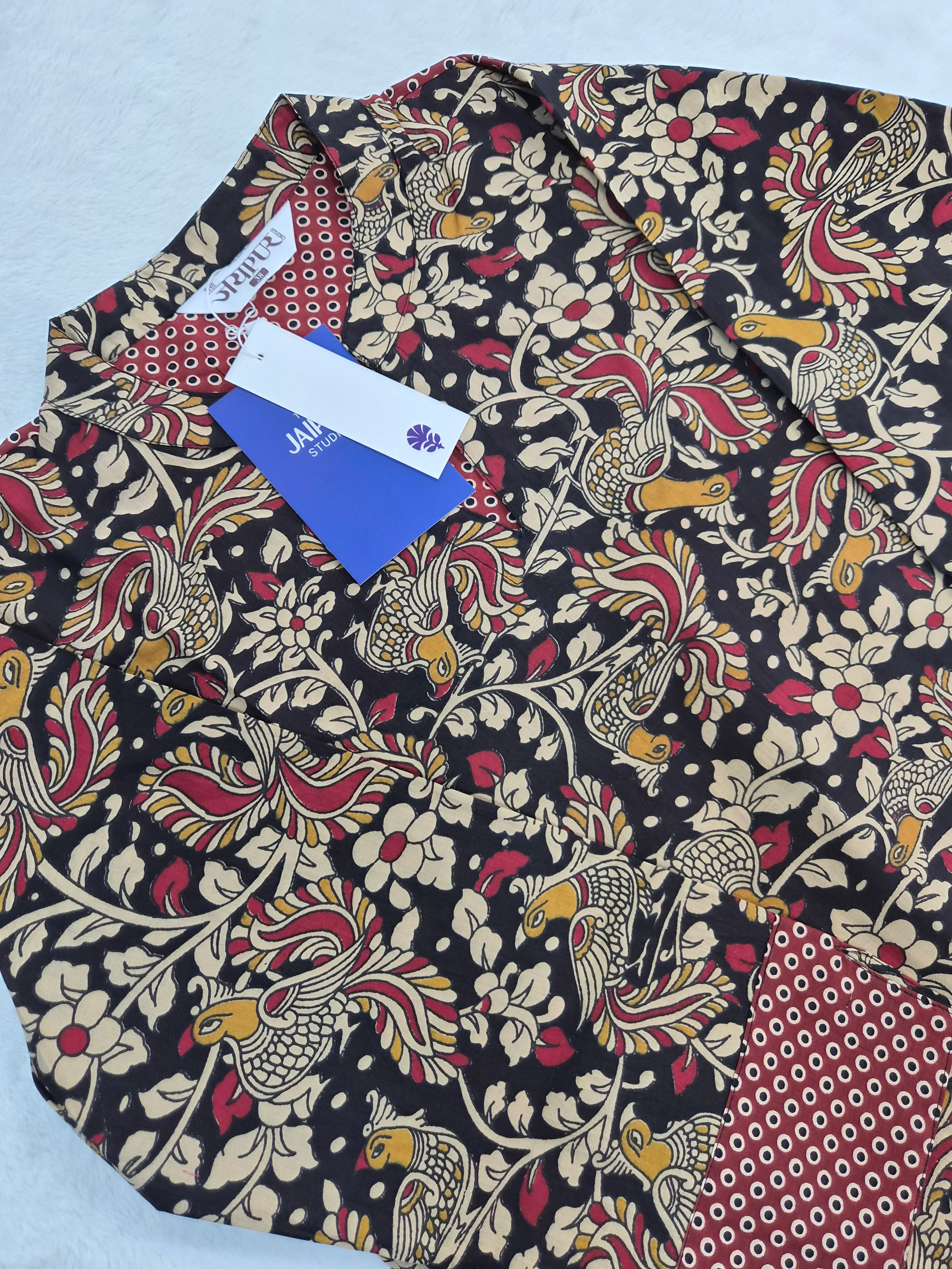 Black Kalamkari Casual Cotton Straight Kurta - Image 3