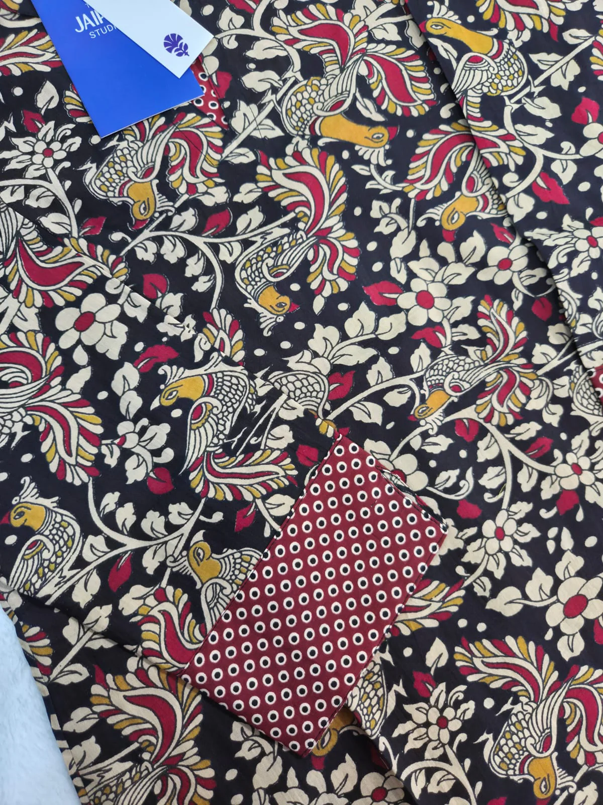 Black Kalamkari Casual Cotton Straight Kurta - Image 4
