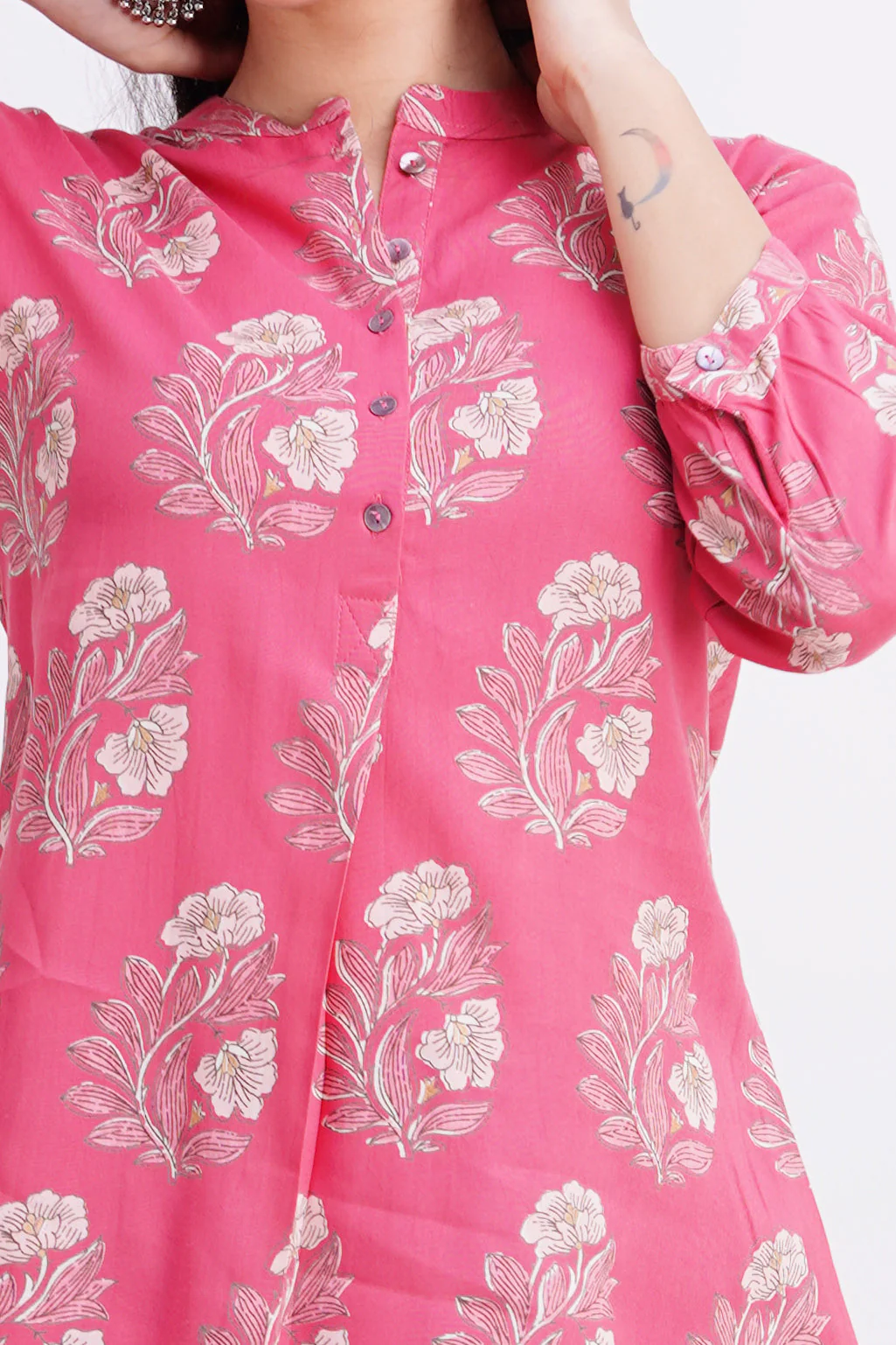 Breathable Rayon Casual Short Top Pink - Image 5