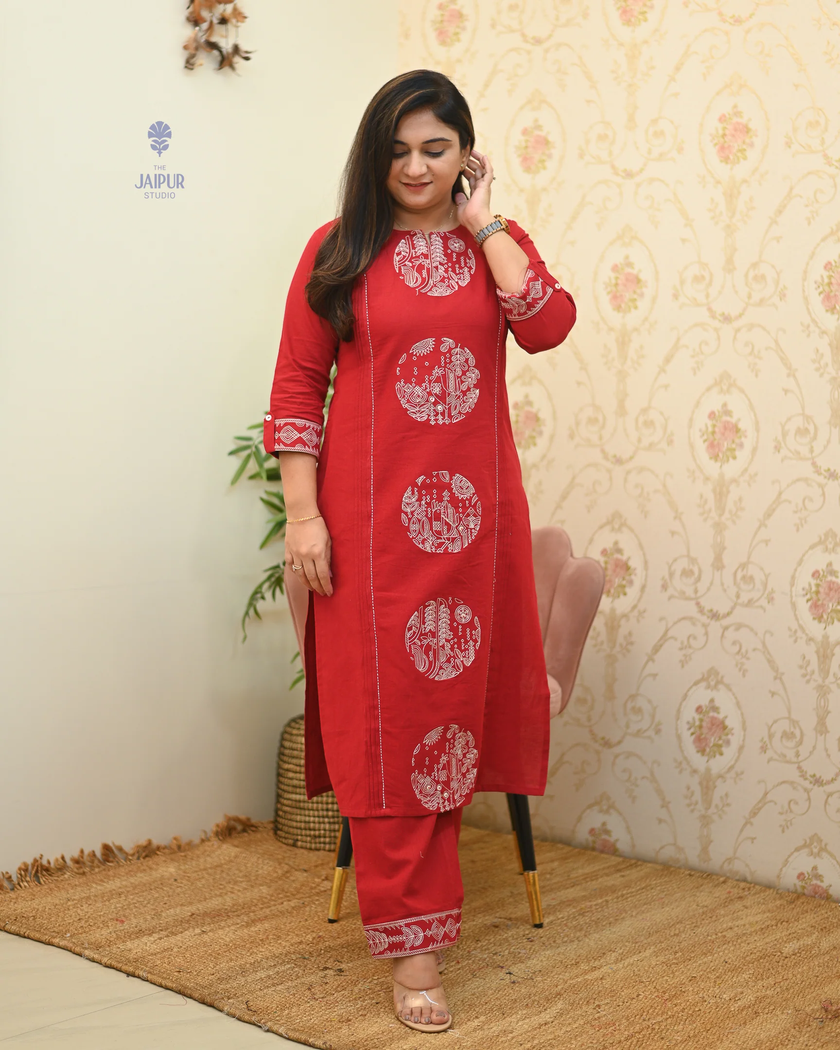 Chahat Cotton Embroidered Pant Set - Image 2