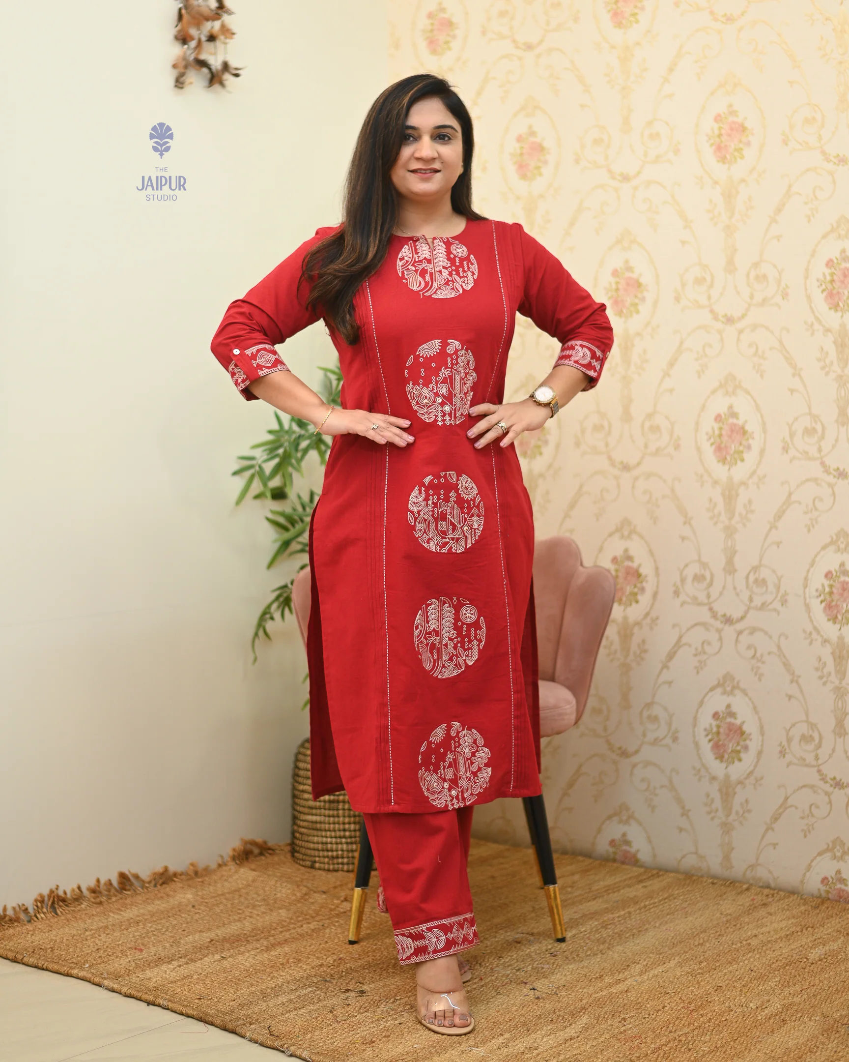 Chahat Cotton Embroidered Pant Set - Image 3