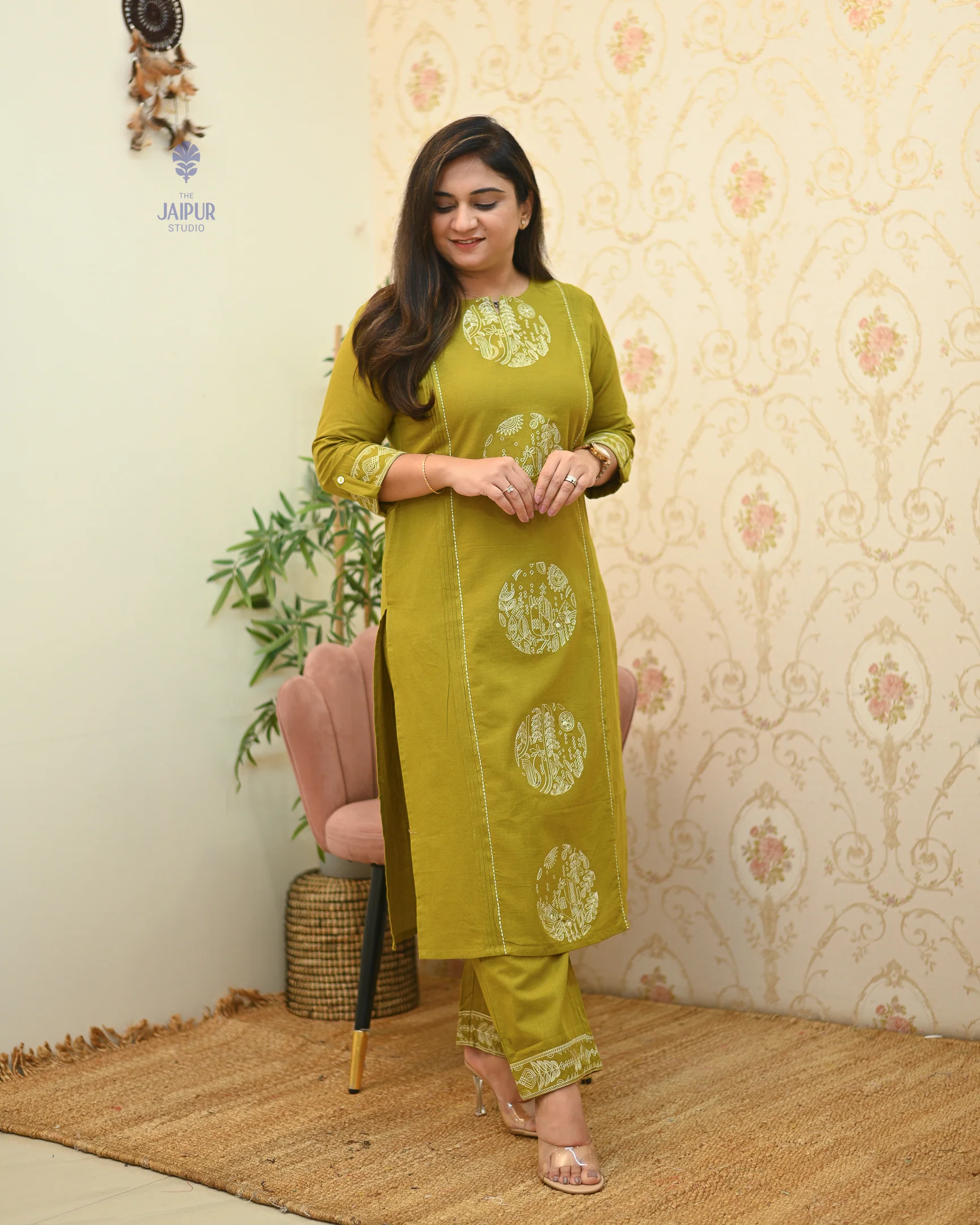 Chahat Cotton Embroidered Pant Set - Image 4
