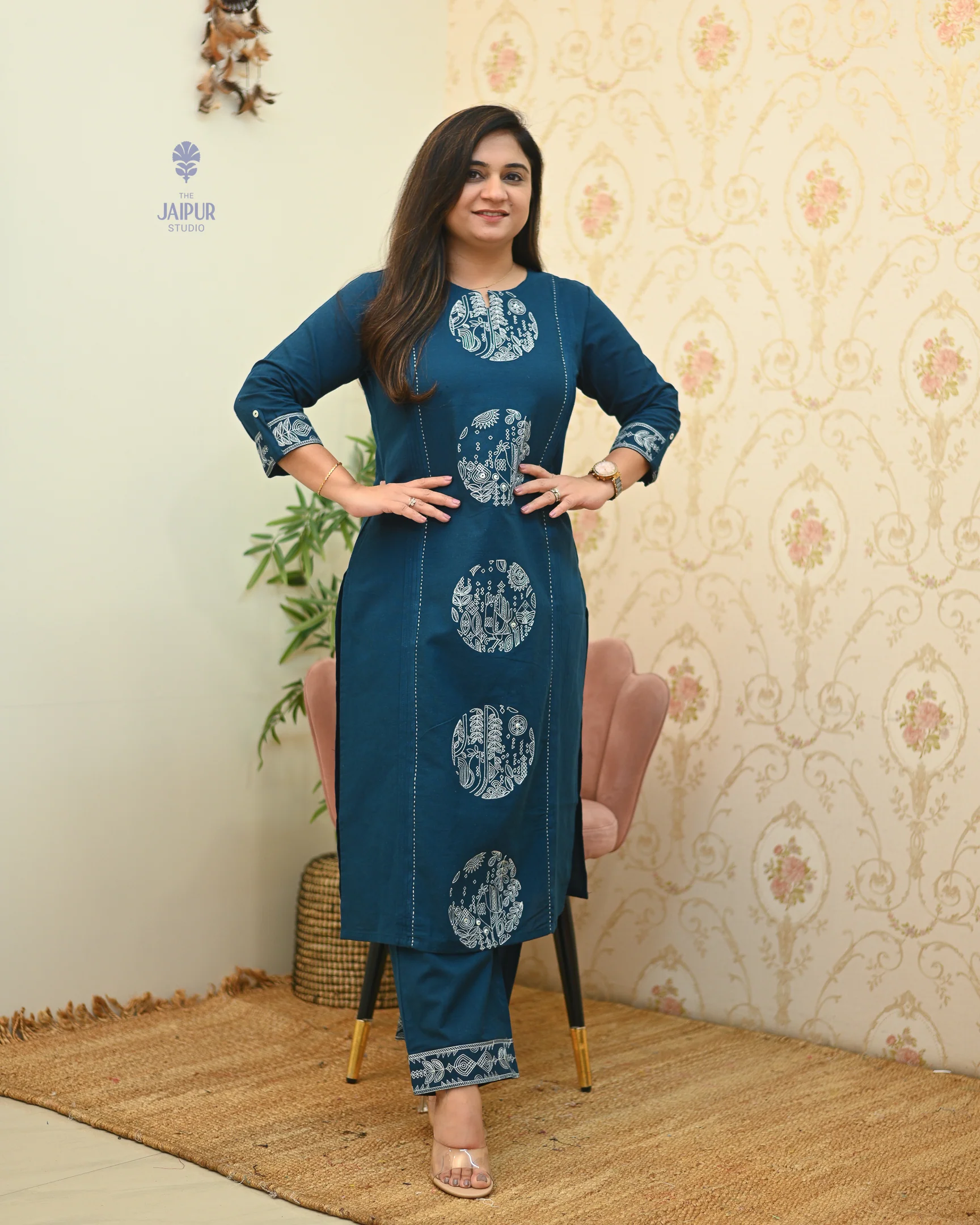 Chahat Cotton Embroidered Pant Set - Image 8