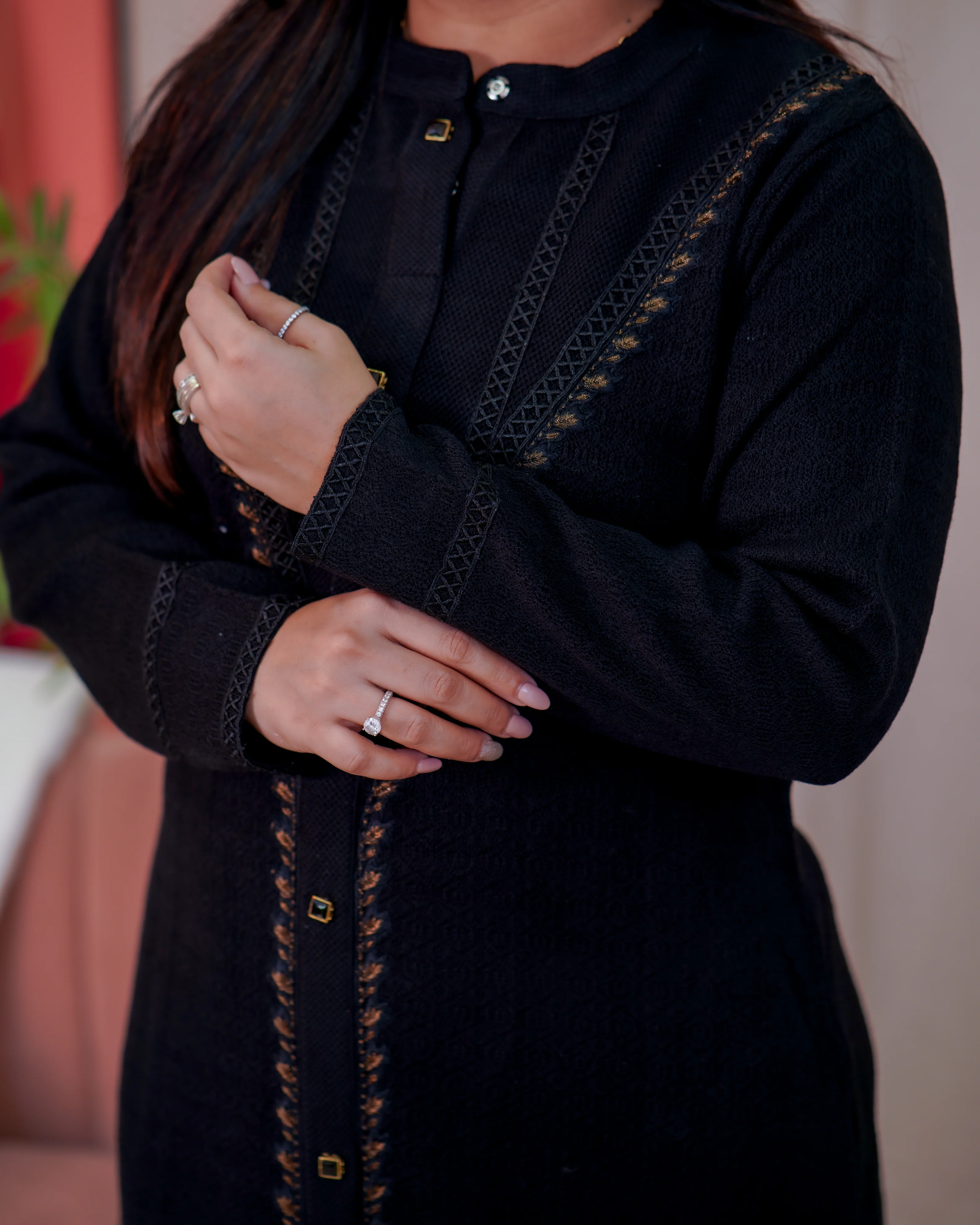 Chic Woollen Embroidered Pant Set - Image 3