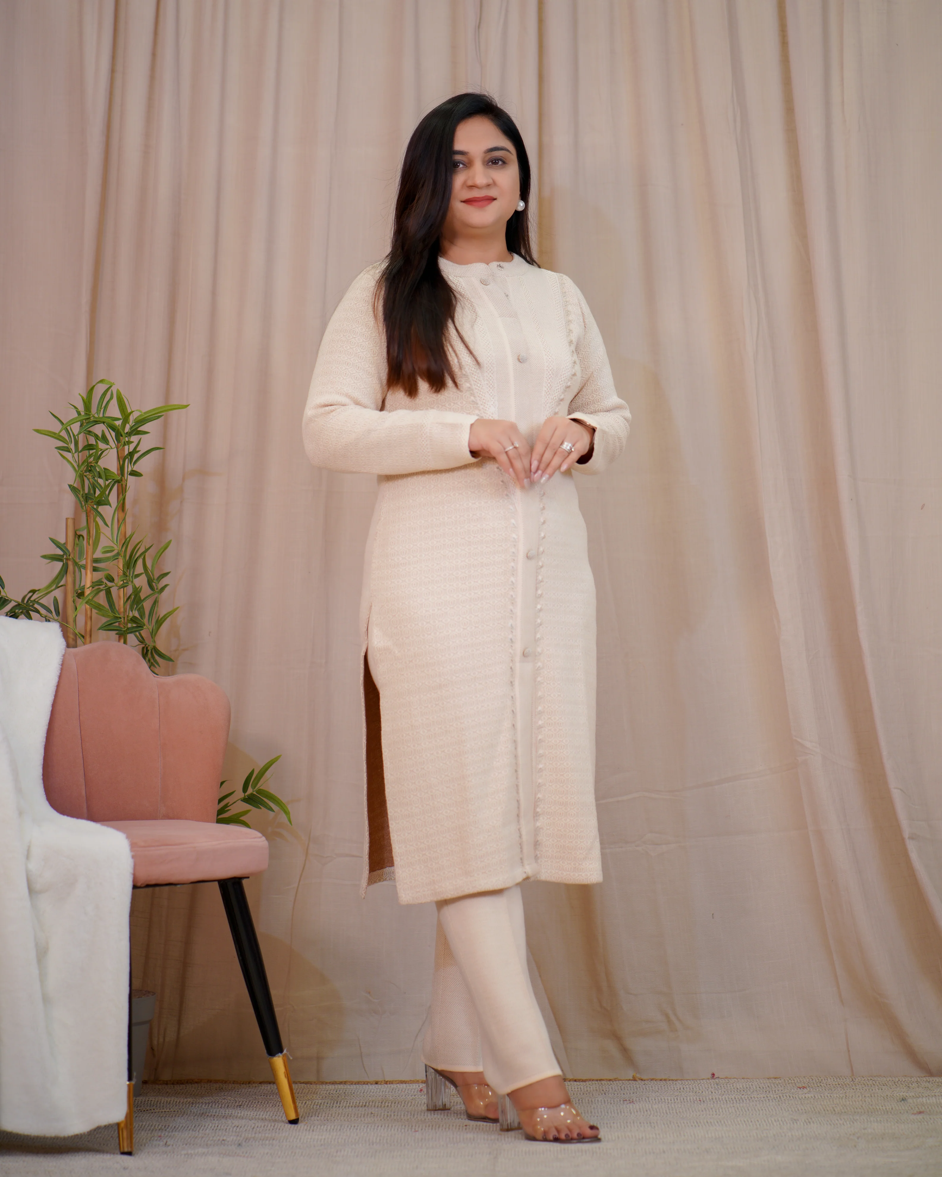 Chic Woollen Embroidered Pant Set - Image 5