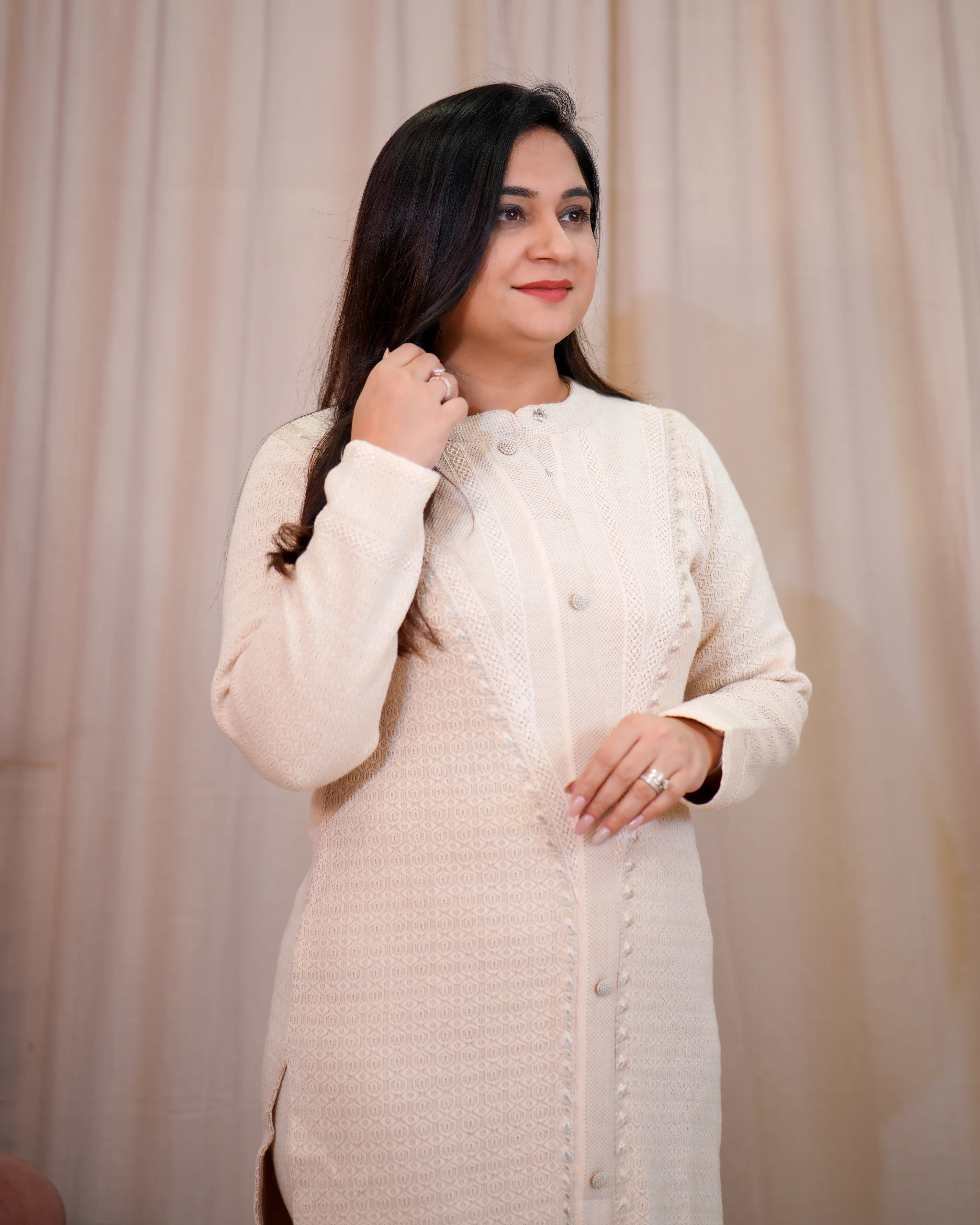 Chic Woollen Embroidered Pant Set - Image 6