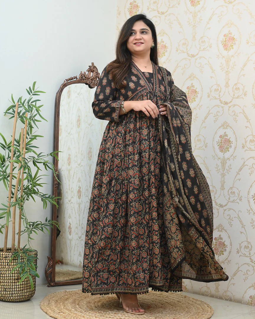 Cotton Ajrakh Embroidered Alia Pant Set - Image 5