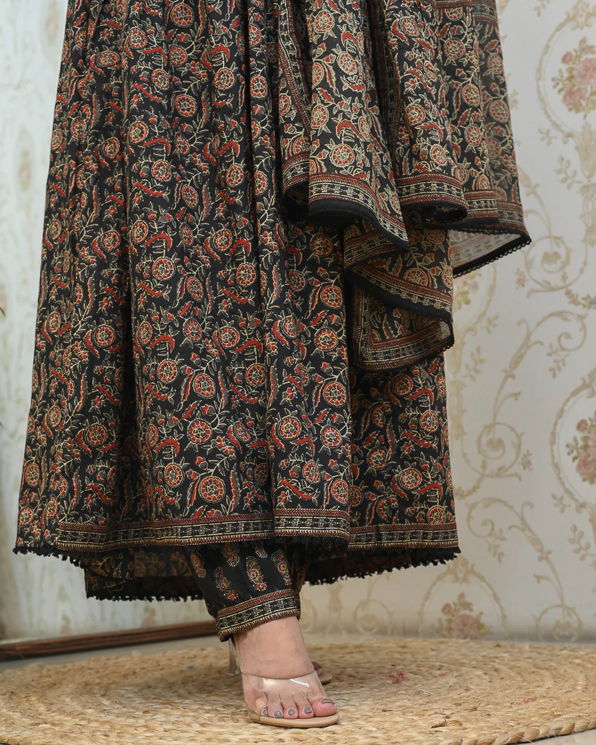 Cotton Ajrakh Embroidered Alia Pant Set - Image 8