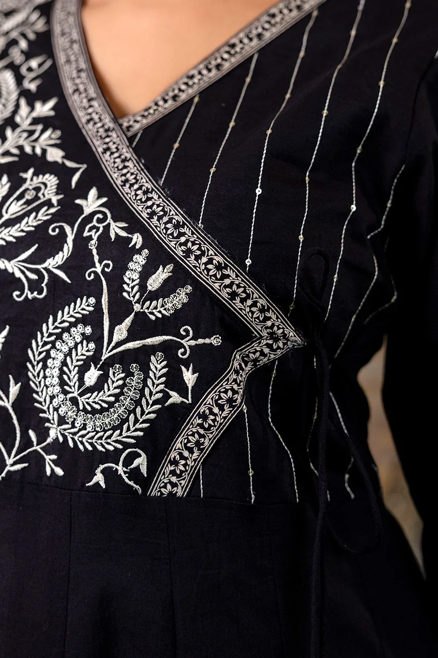 Cotton Angrakha Embroidered Festive Anarkali Set - Image 11