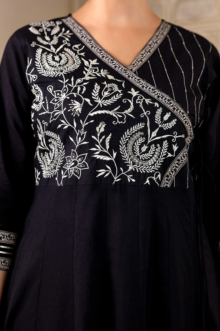 Cotton Angrakha Embroidered Festive Anarkali Set - Image 12