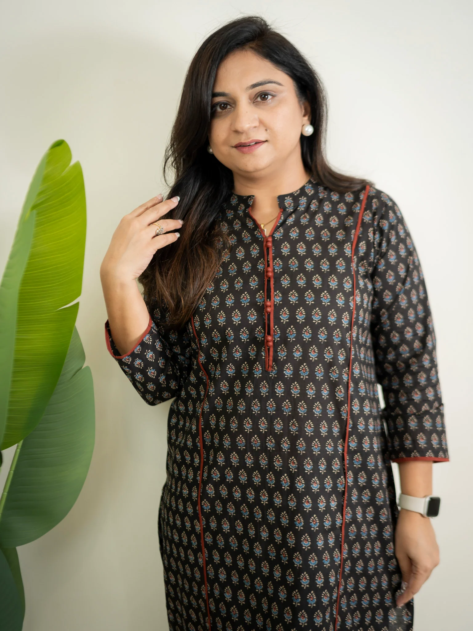 Cotton Black Ajrakh Casual Straight Kurta - Image 7