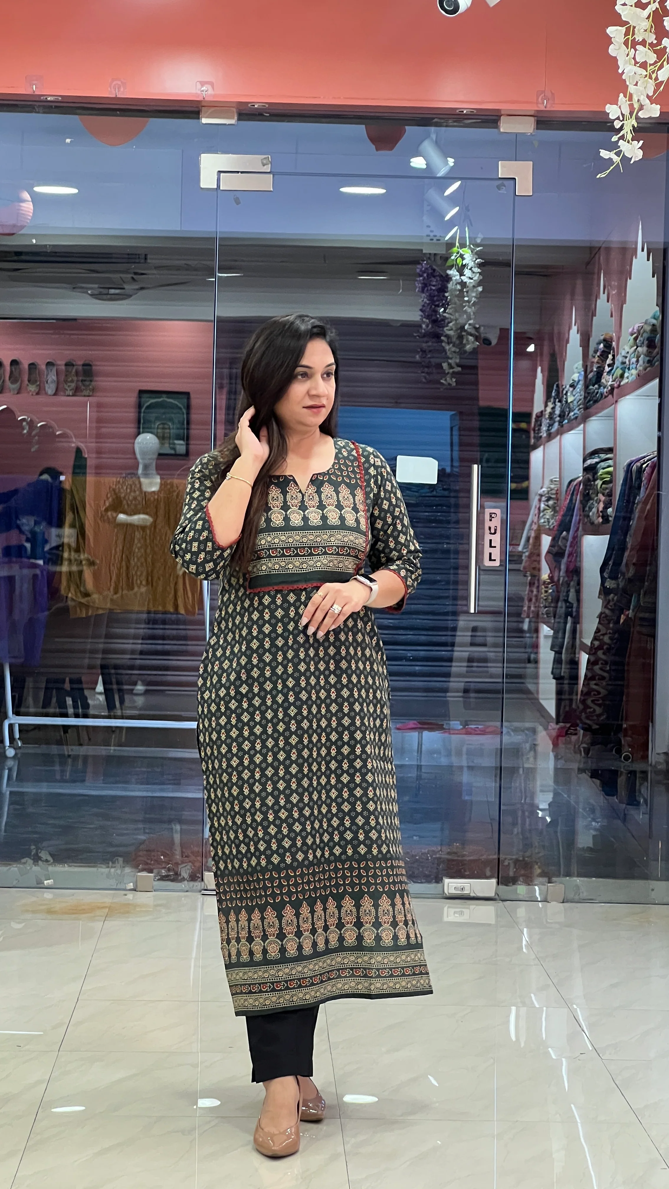 Cotton Ajrakh Casual Straight Kurta - Image 9