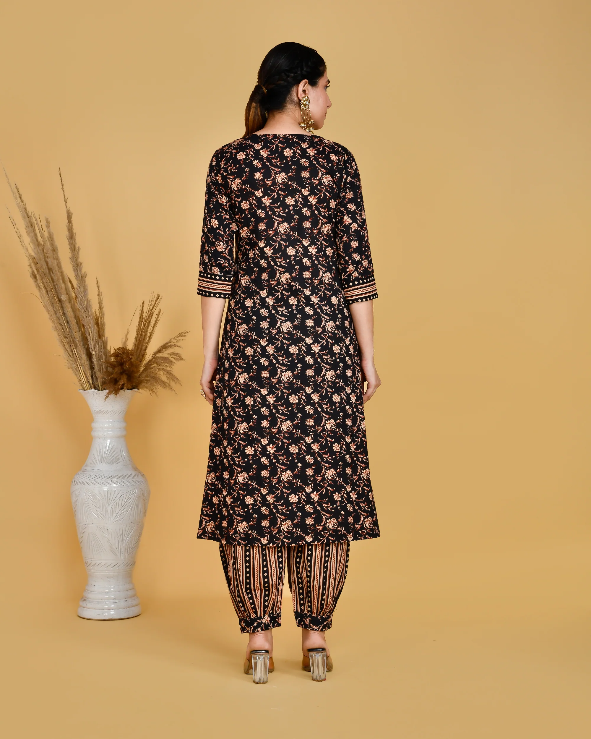 Cotton Casual Embroidered Neckline Afgani Set - Image 3
