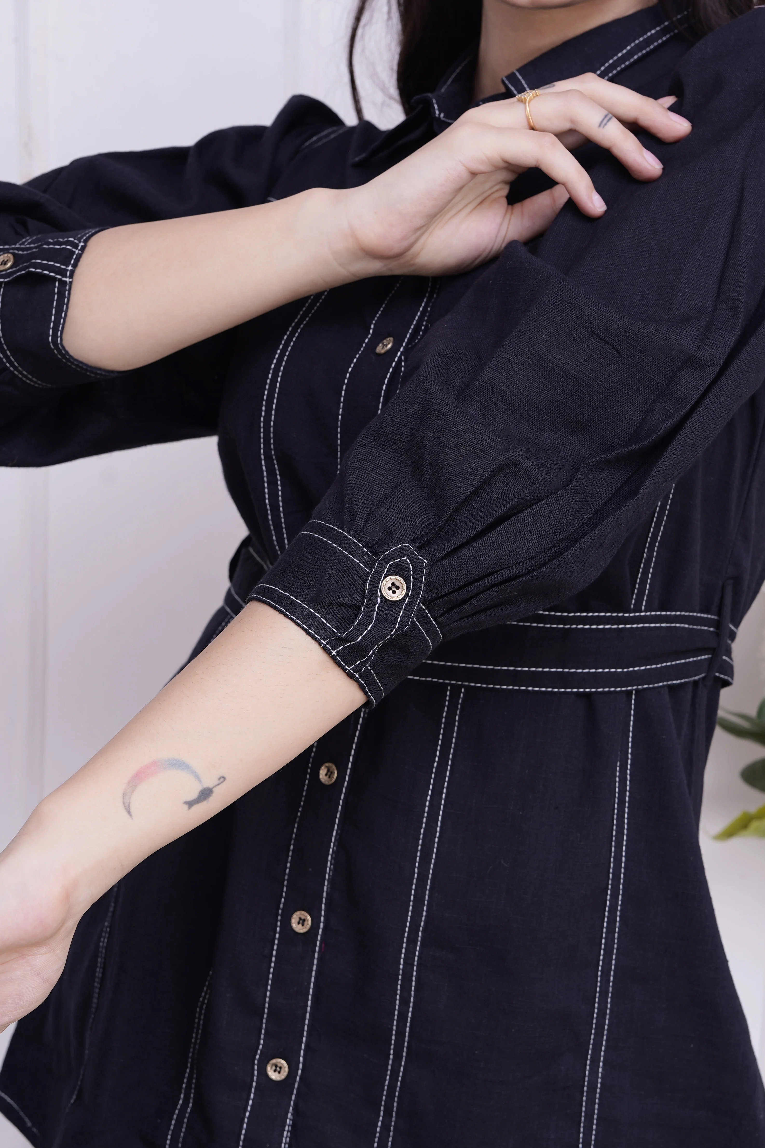 Cotton Collared Co-Ord Set with detachable Belt - Image 3