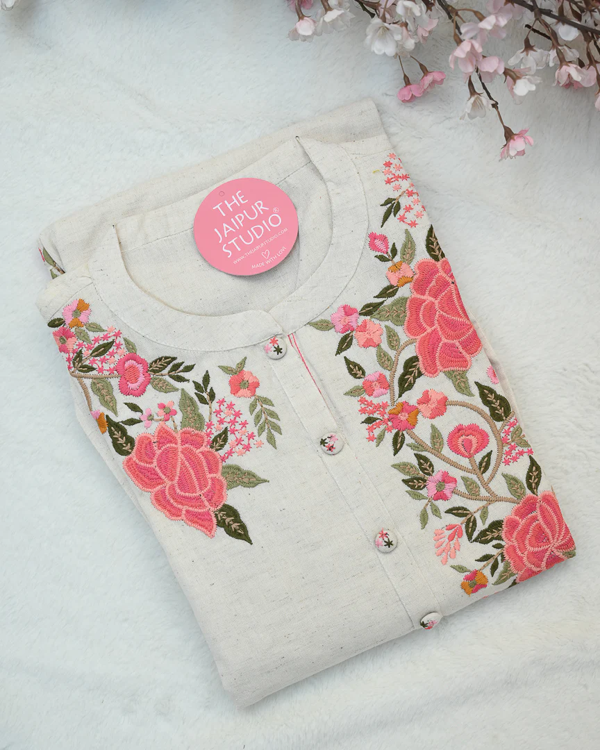 Cotton Embroidered A-line Casual Coord Set - Image 12