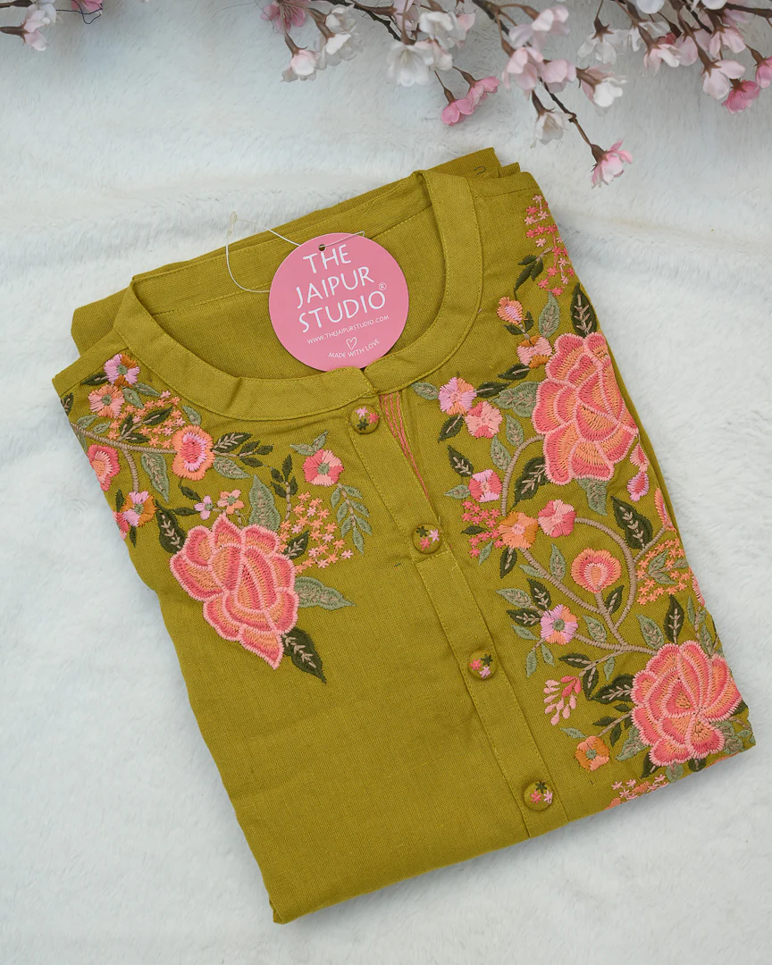 Cotton Embroidered A-line Casual Coord Set - Image 13