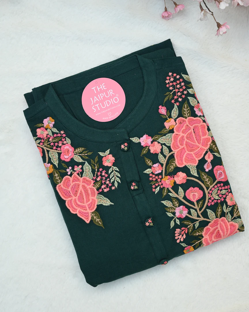 Cotton Embroidered A-line Casual Coord Set - Image 14