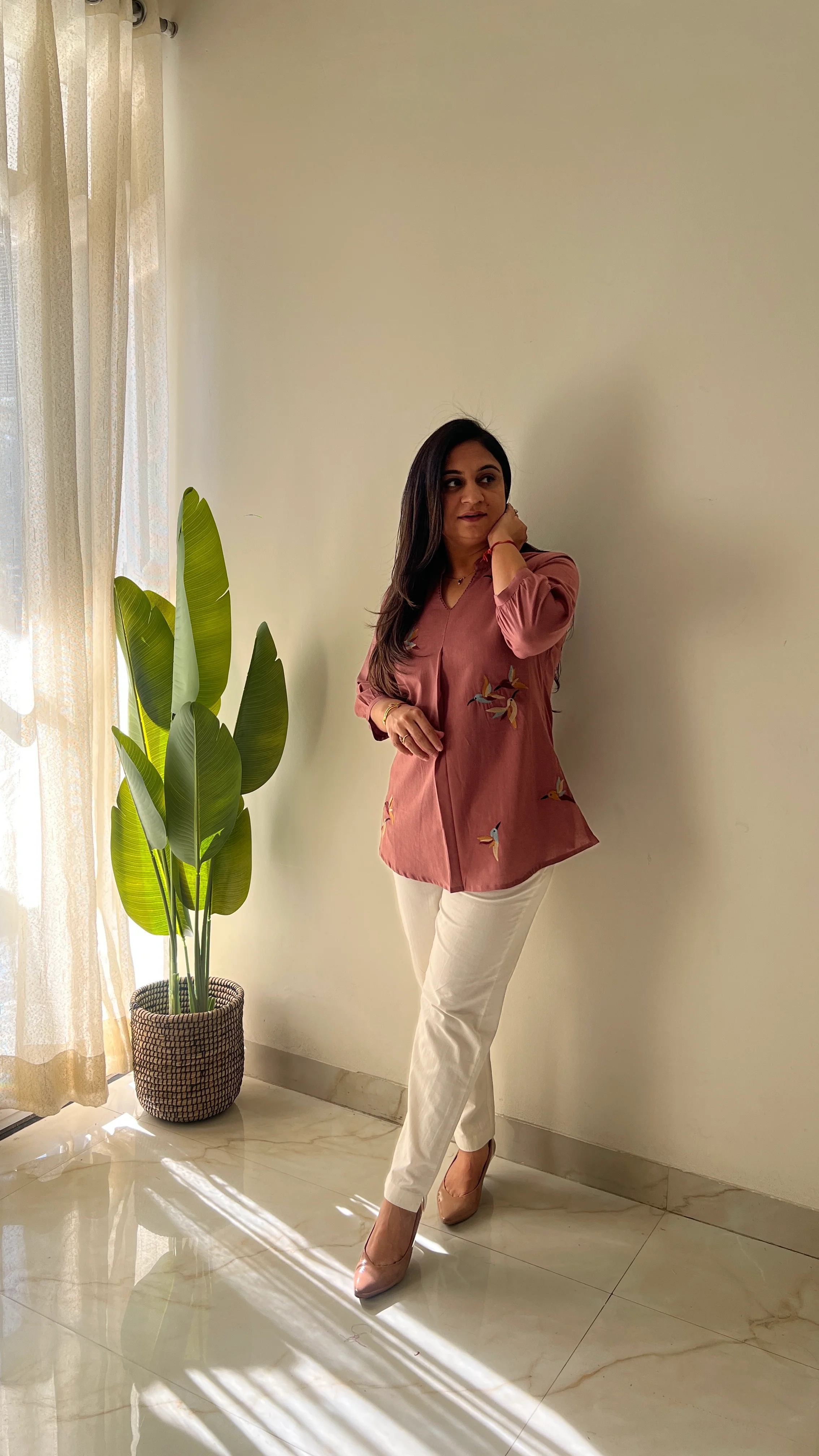 Kashi Cotton Embroidered Short Top - Image 2