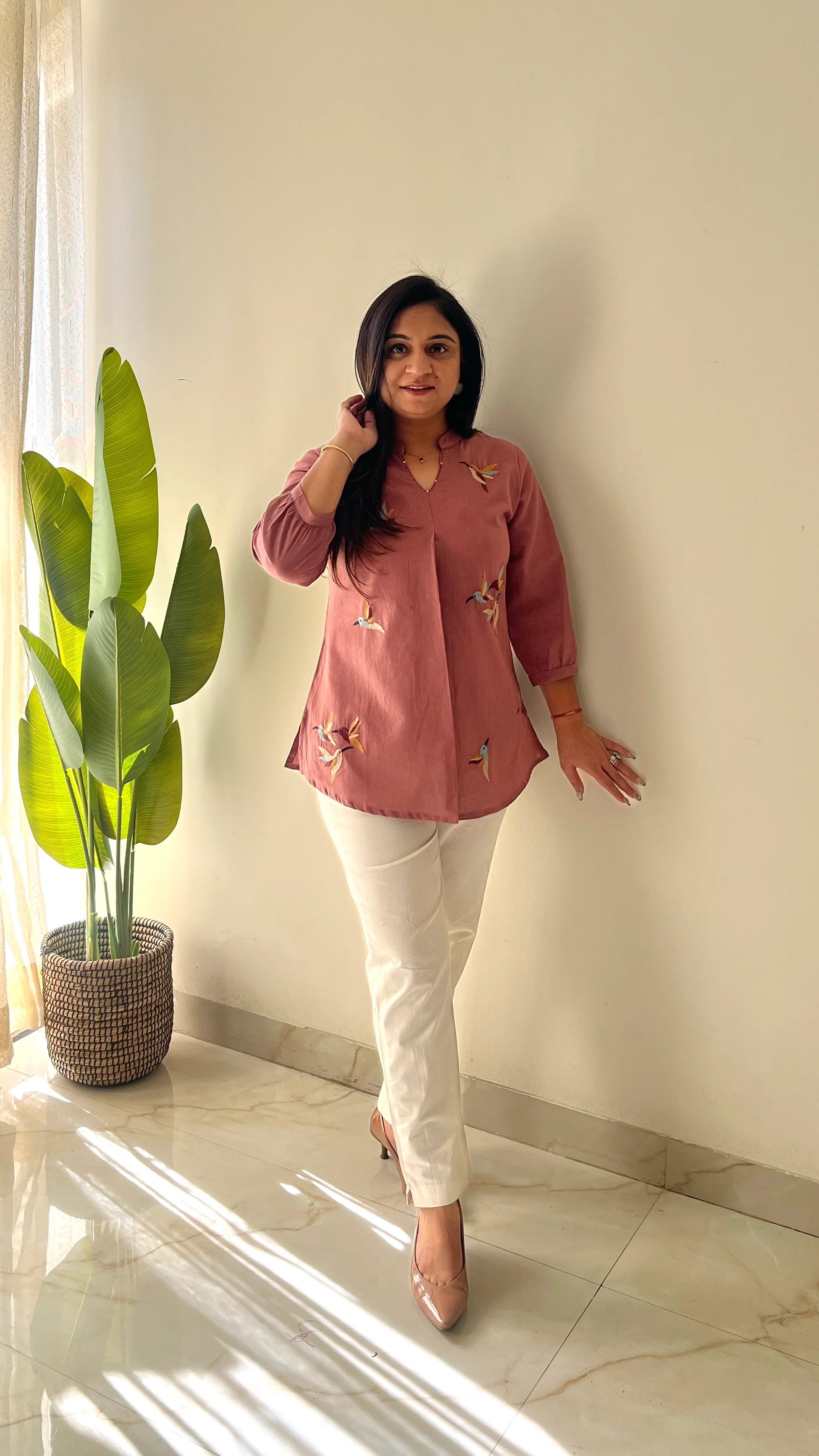 Kashi Cotton Embroidered Short Top - Image 4
