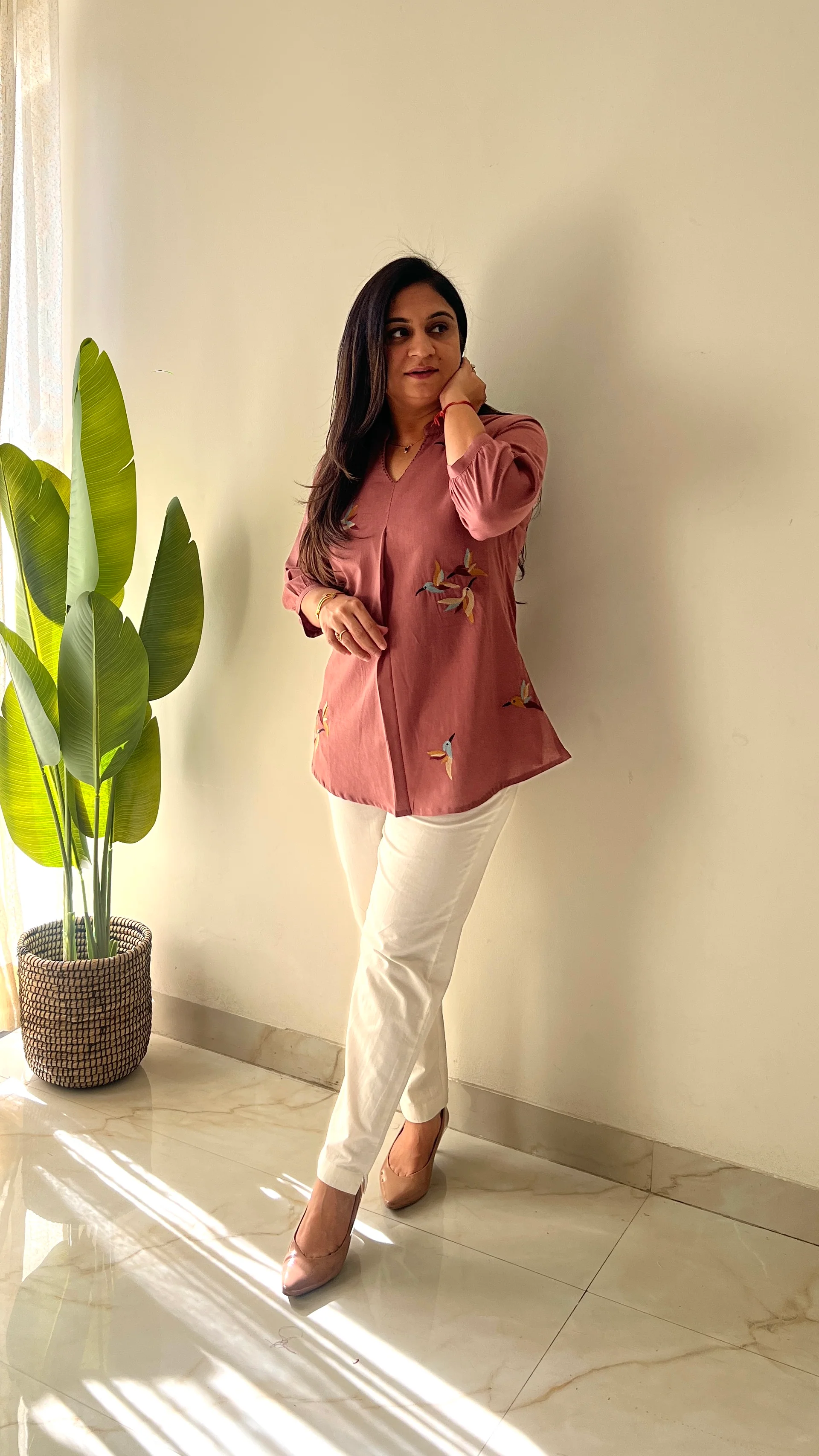 Kashi Cotton Embroidered Short Top - Image 5