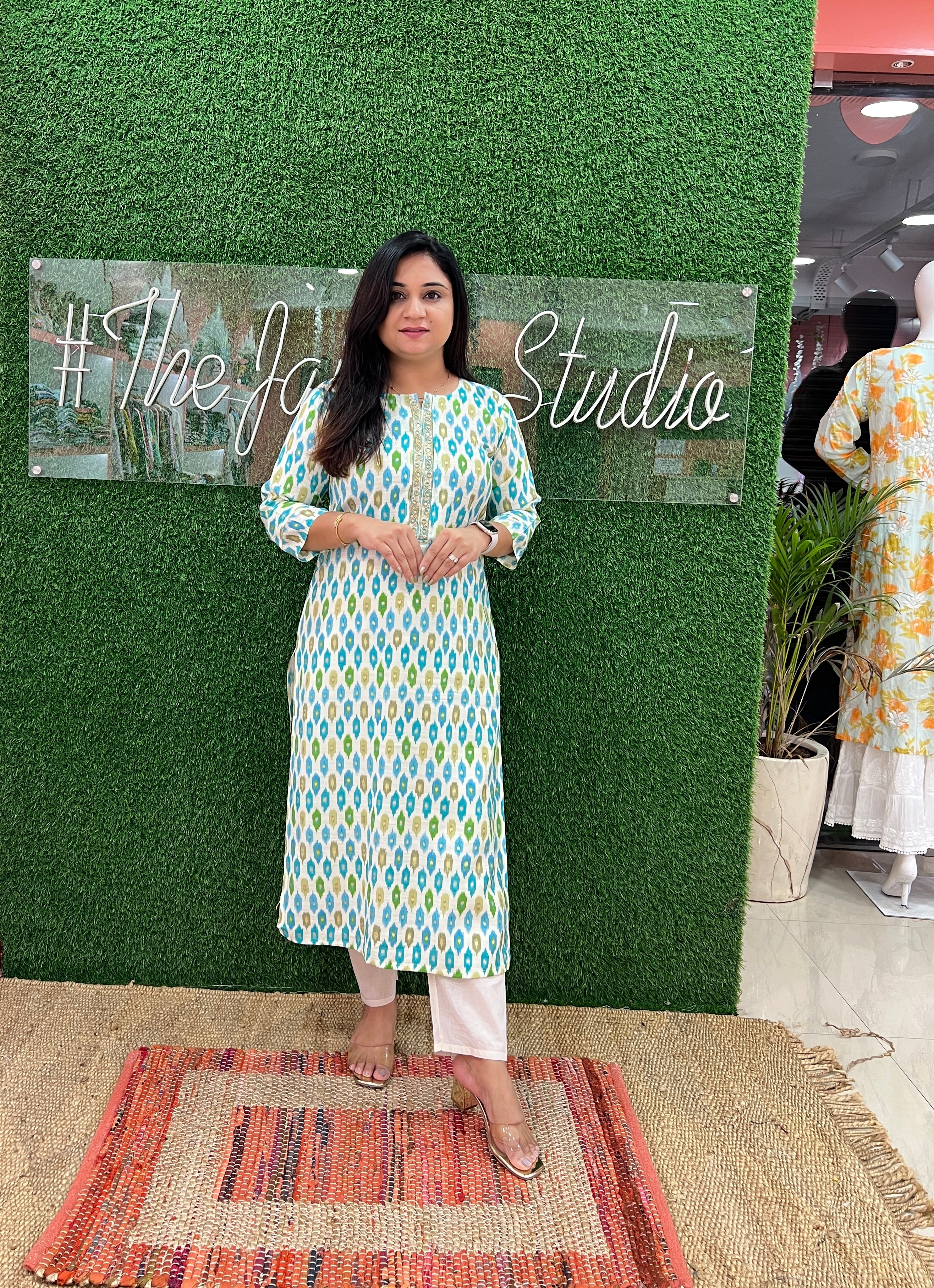 Cotton Flex Ikkat Print Casual Kurta - Image 4