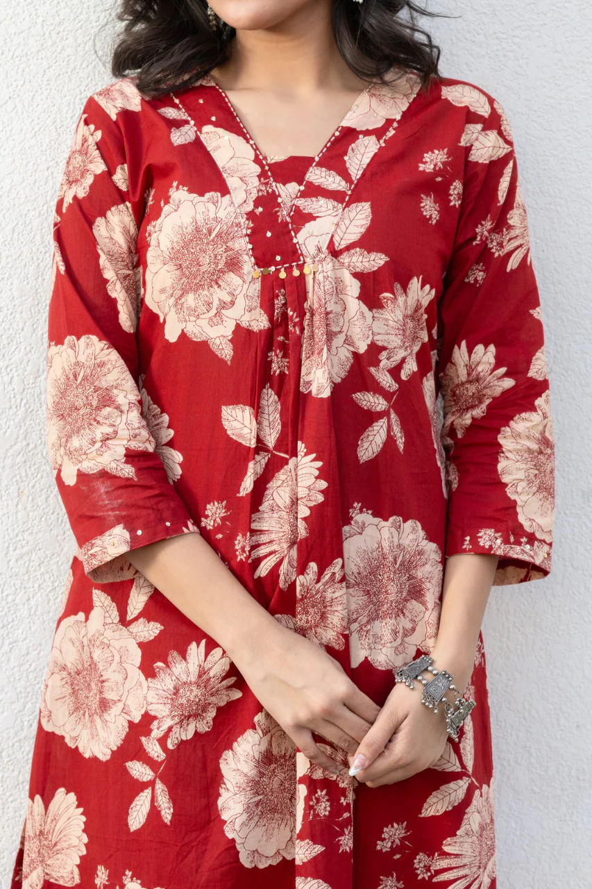 Cotton Floral A-line Coord Set - Image 10