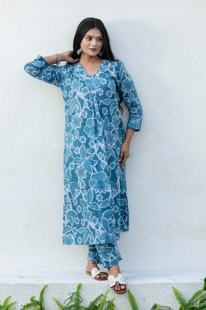 Cotton Floral A-line Coord Set - Image 4