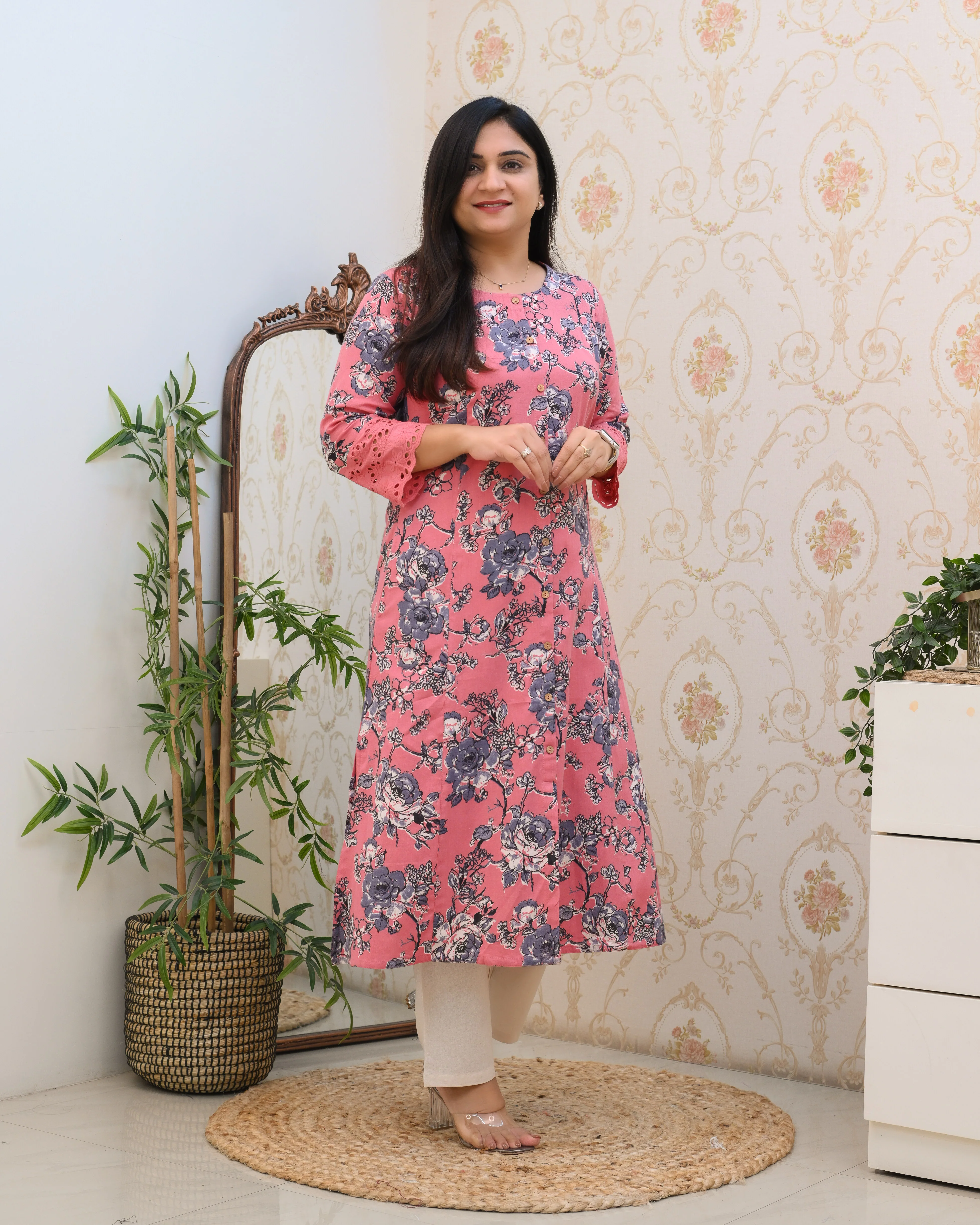 Cotton Floral Casual kurta with pocket - Image 11