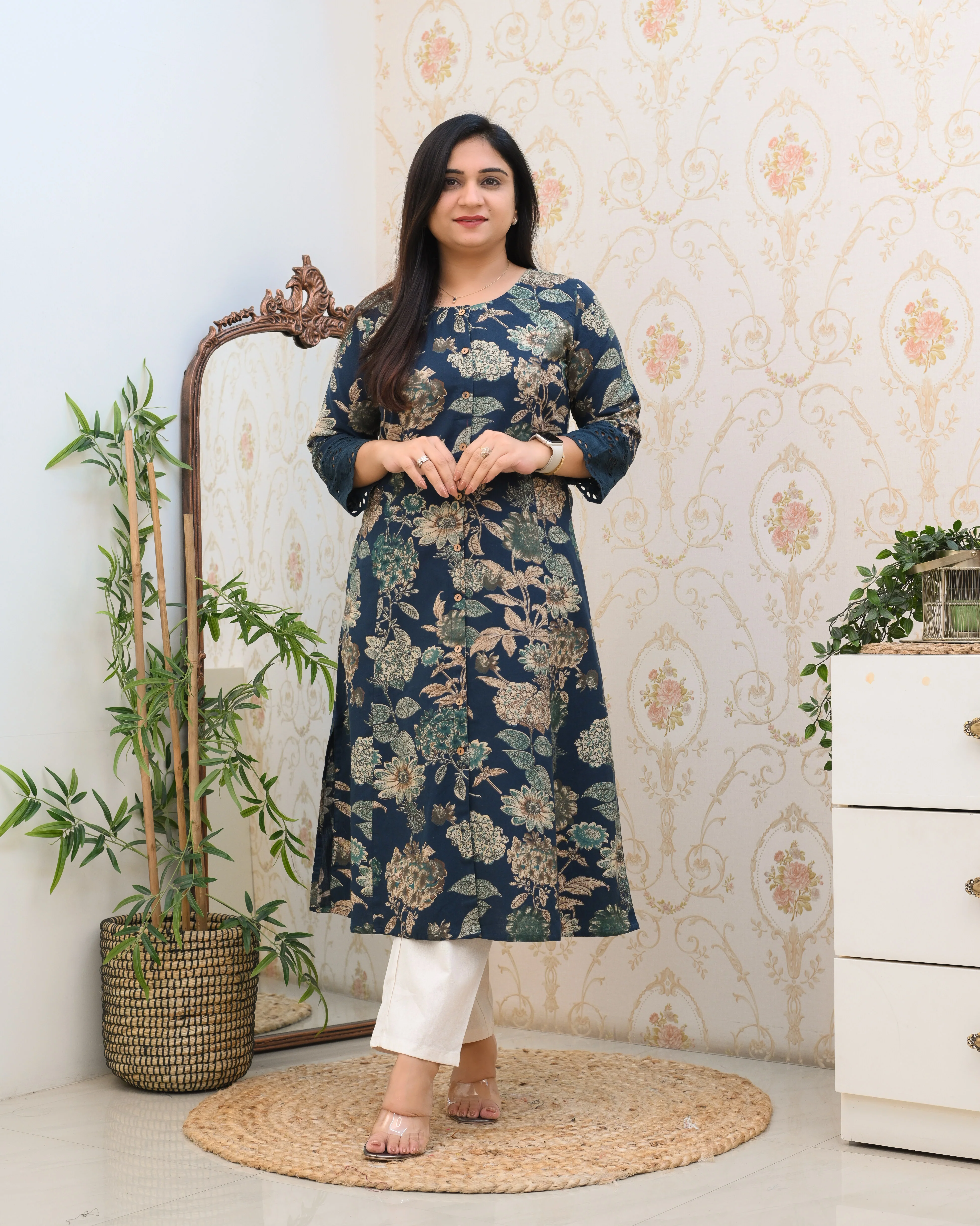 Cotton Floral Casual kurta with pocket - Image 12