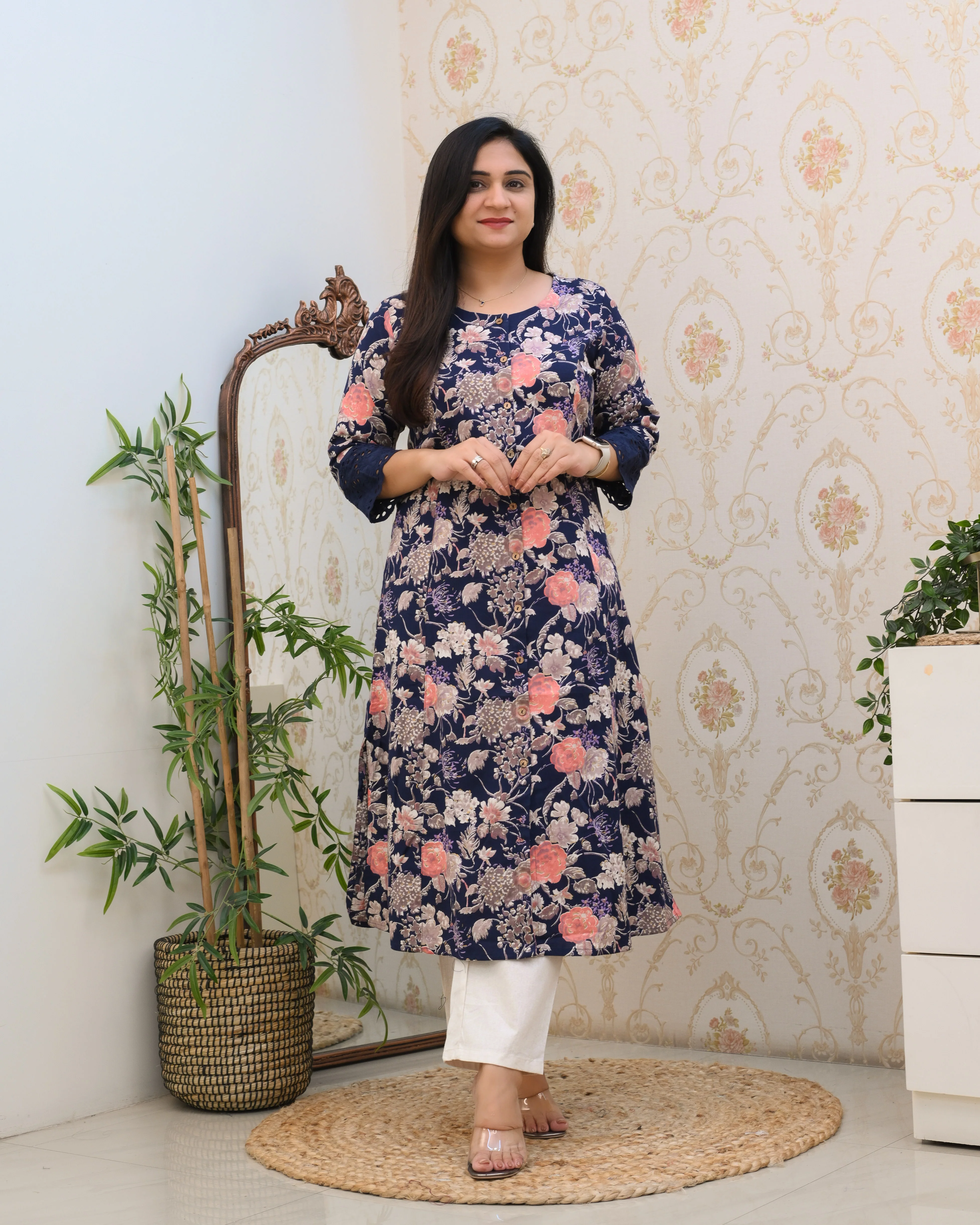 Cotton Floral Casual kurta with pocket - Image 13
