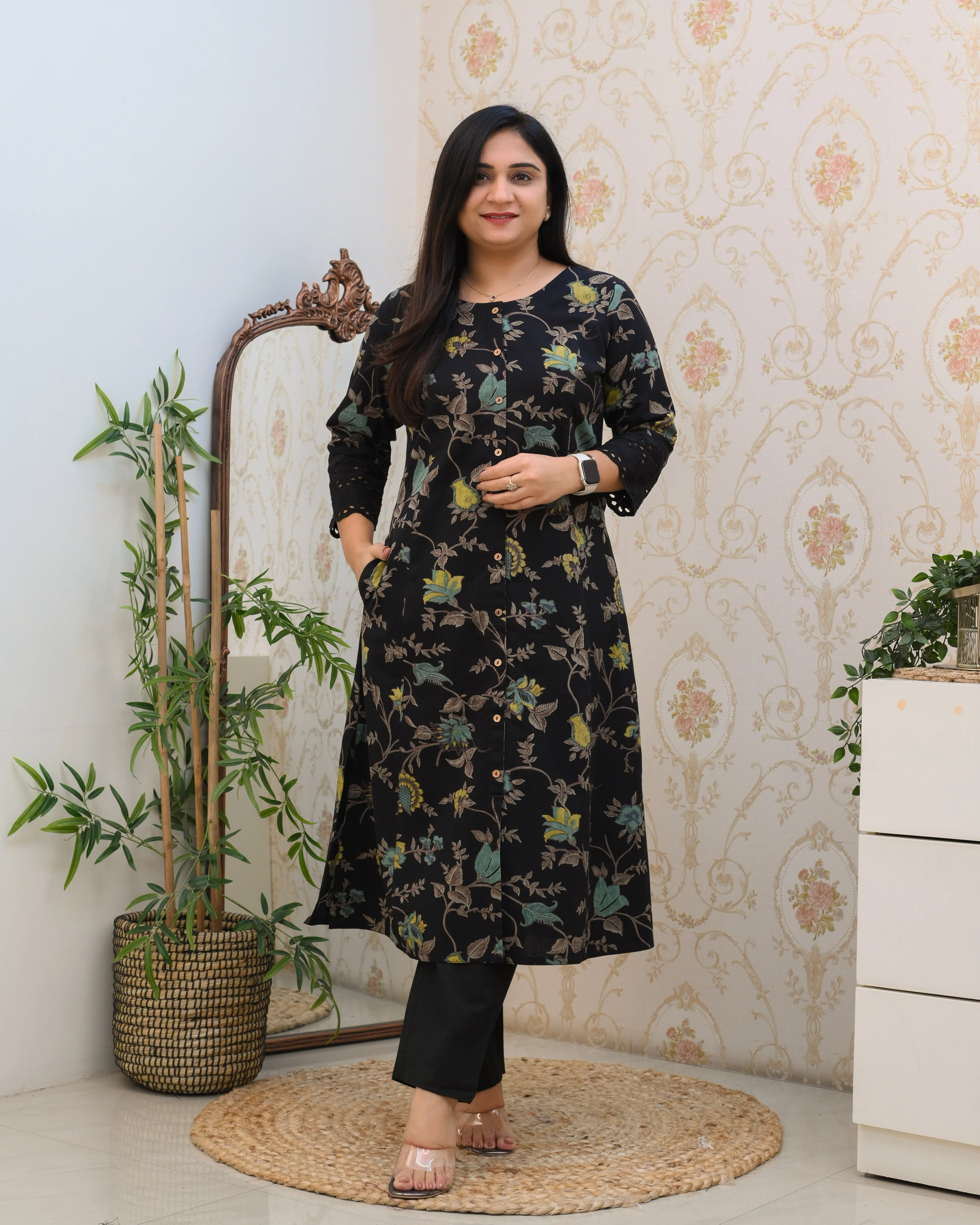 Cotton Floral Casual kurta with pocket - Image 16