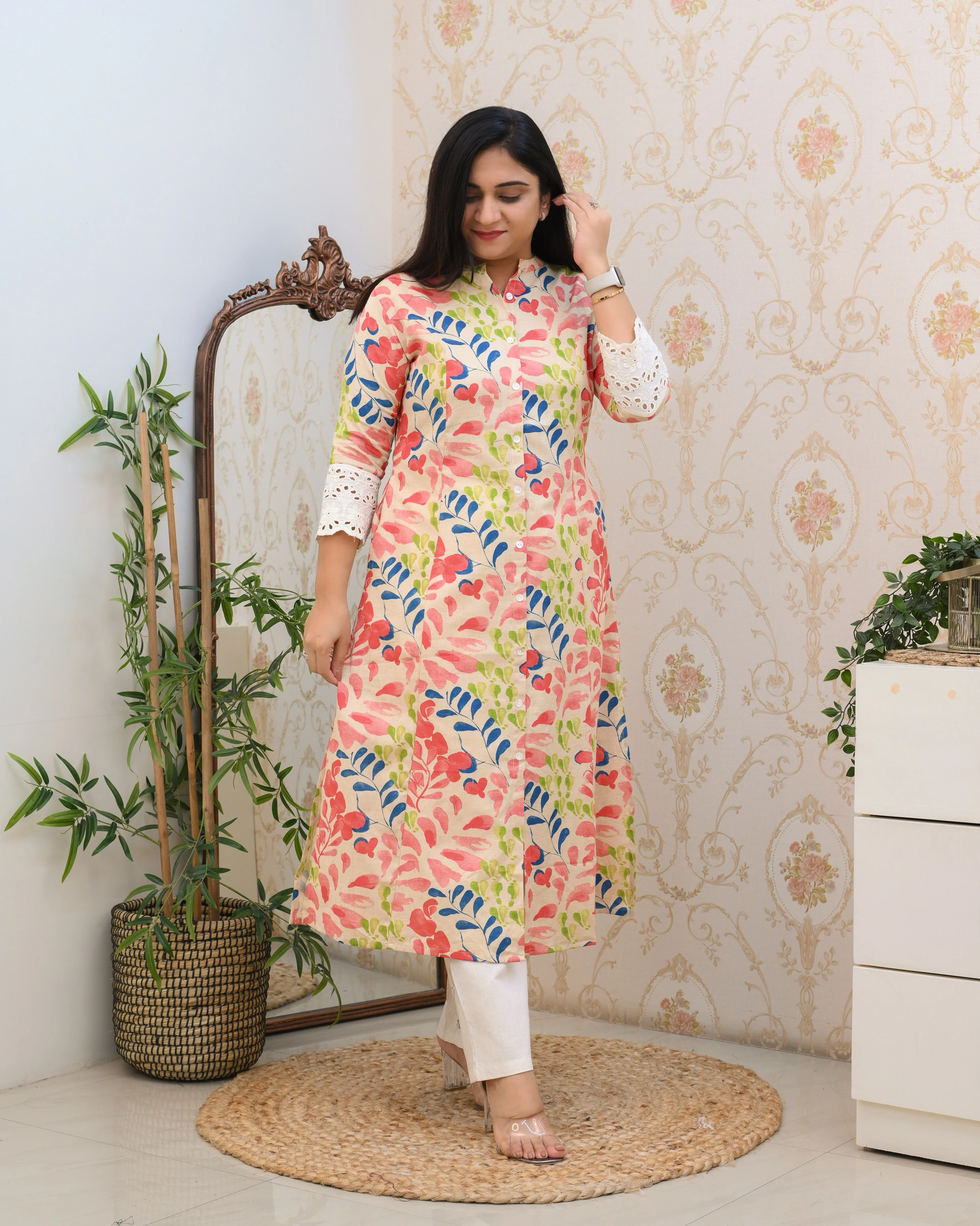 Cotton Floral Casual kurta with pocket - Image 17