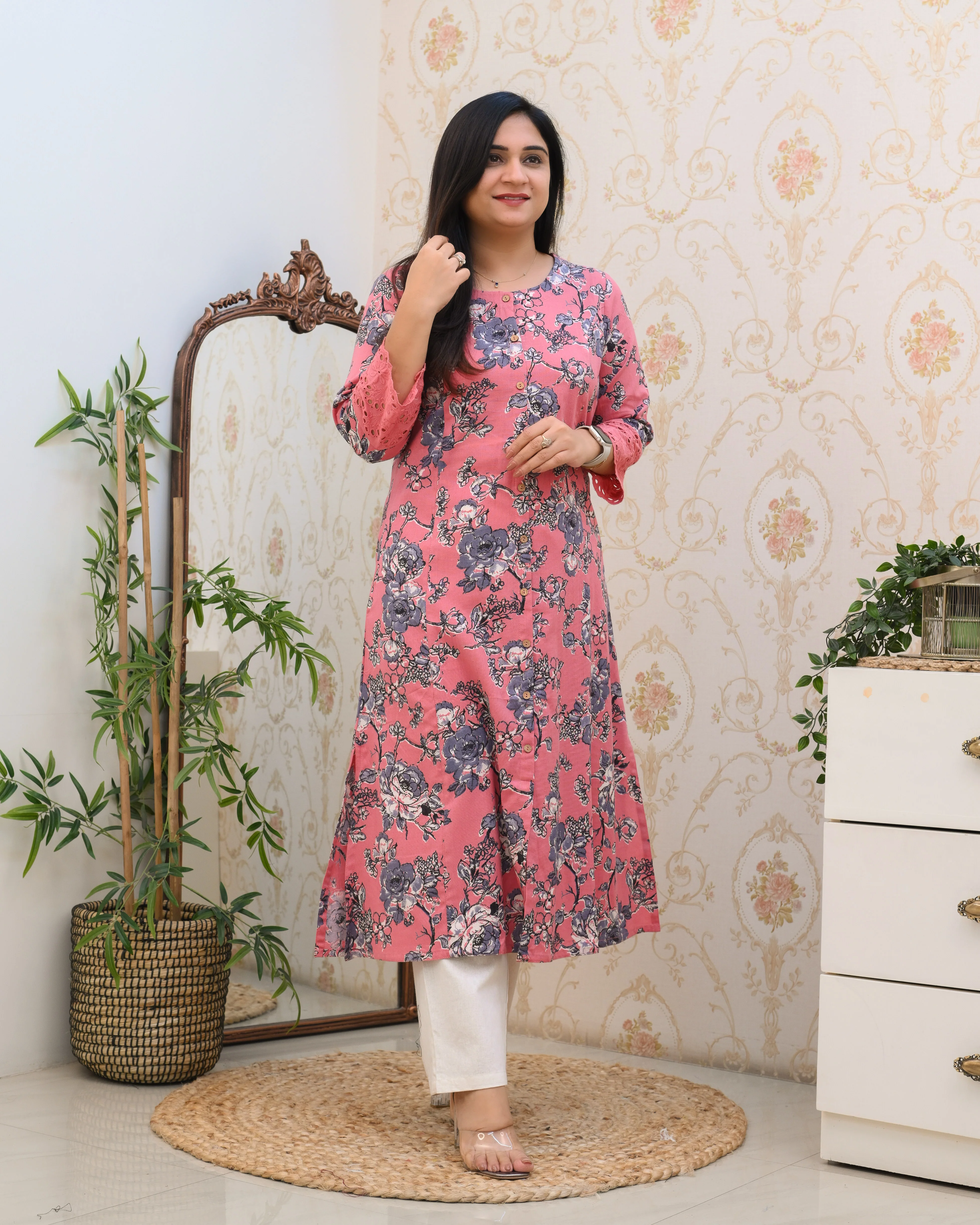 Cotton Floral Casual kurta with pocket - Image 18