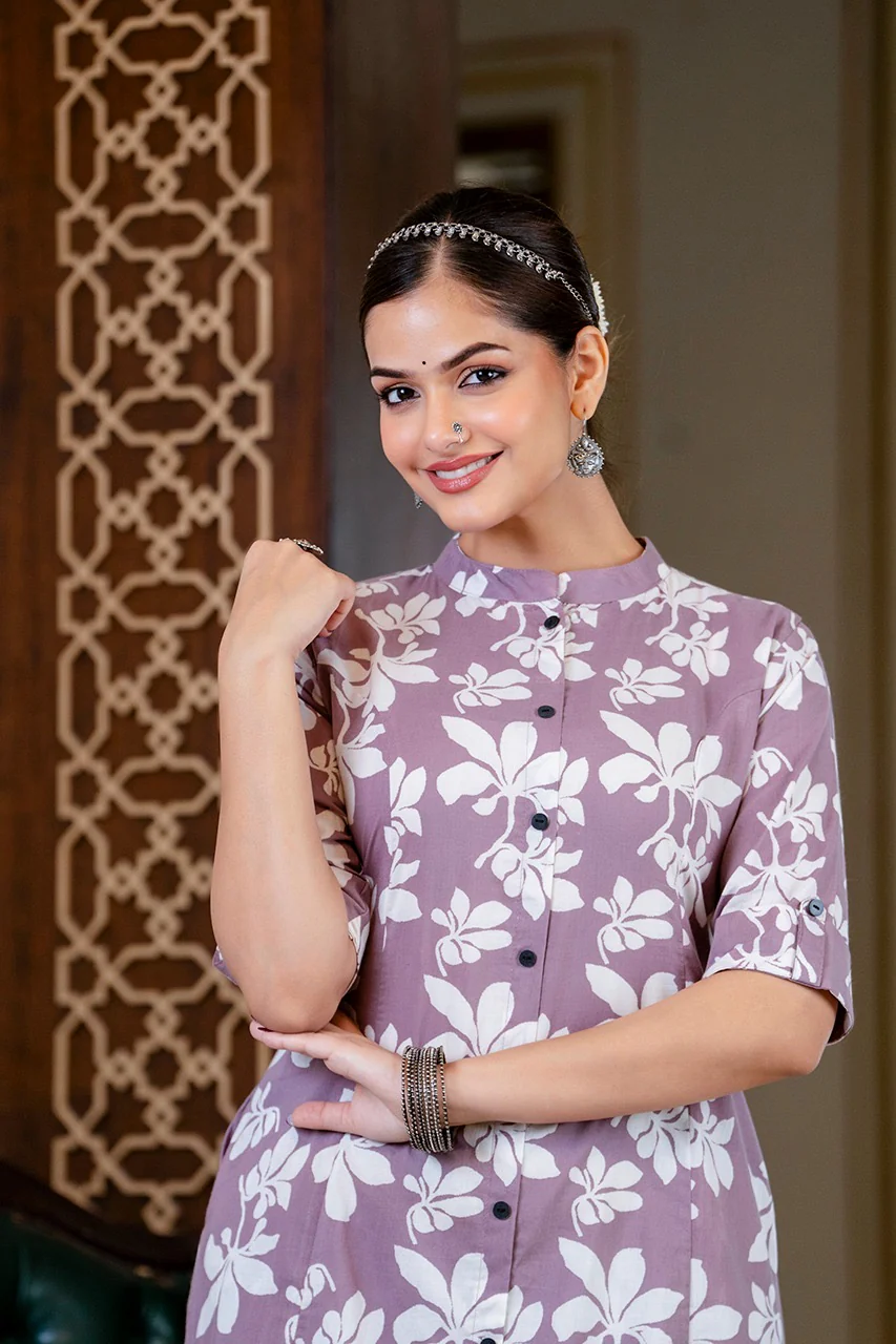 Cotton Floral Cotton A-line Coord set - Image 12