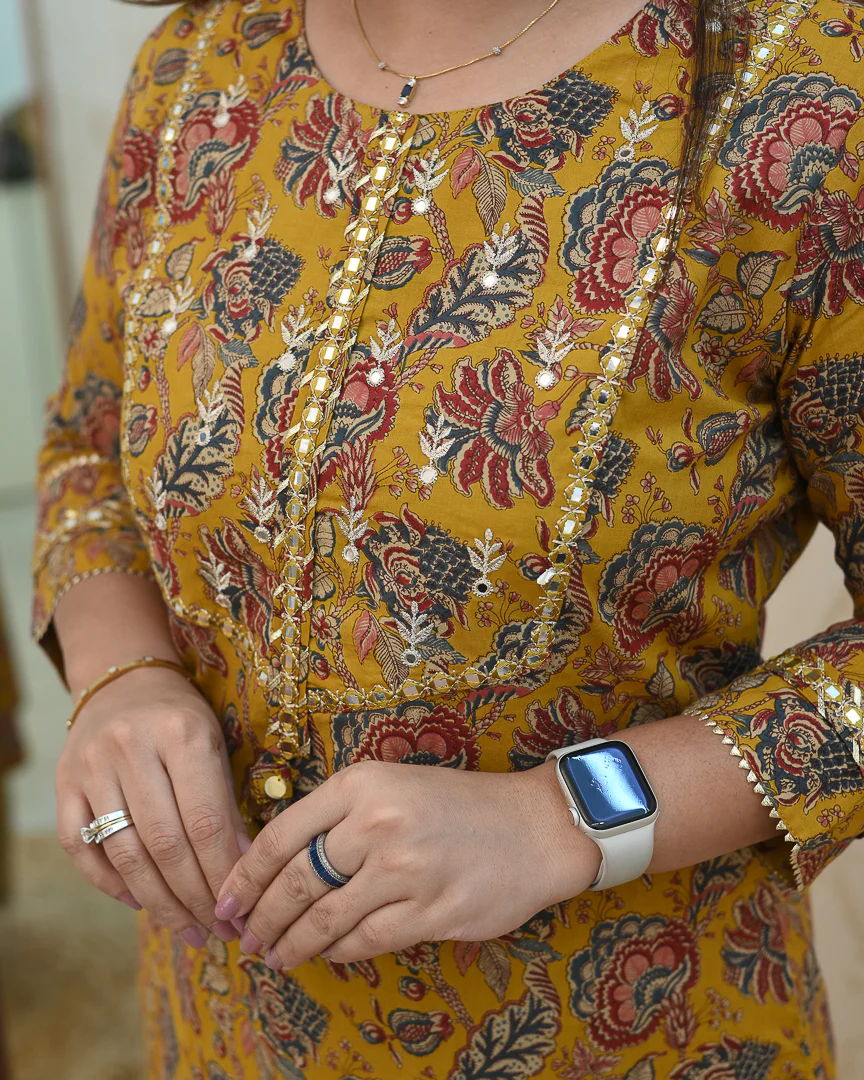 Cotton Floral Embroidered Casual Pant Set - Image 15