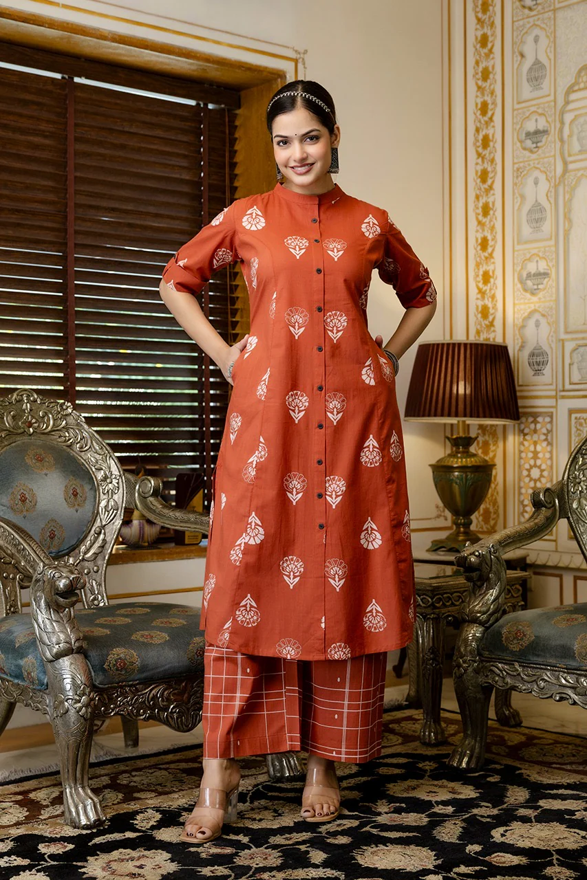 Cotton Floral Summerish A-line Coord Set - Image 2