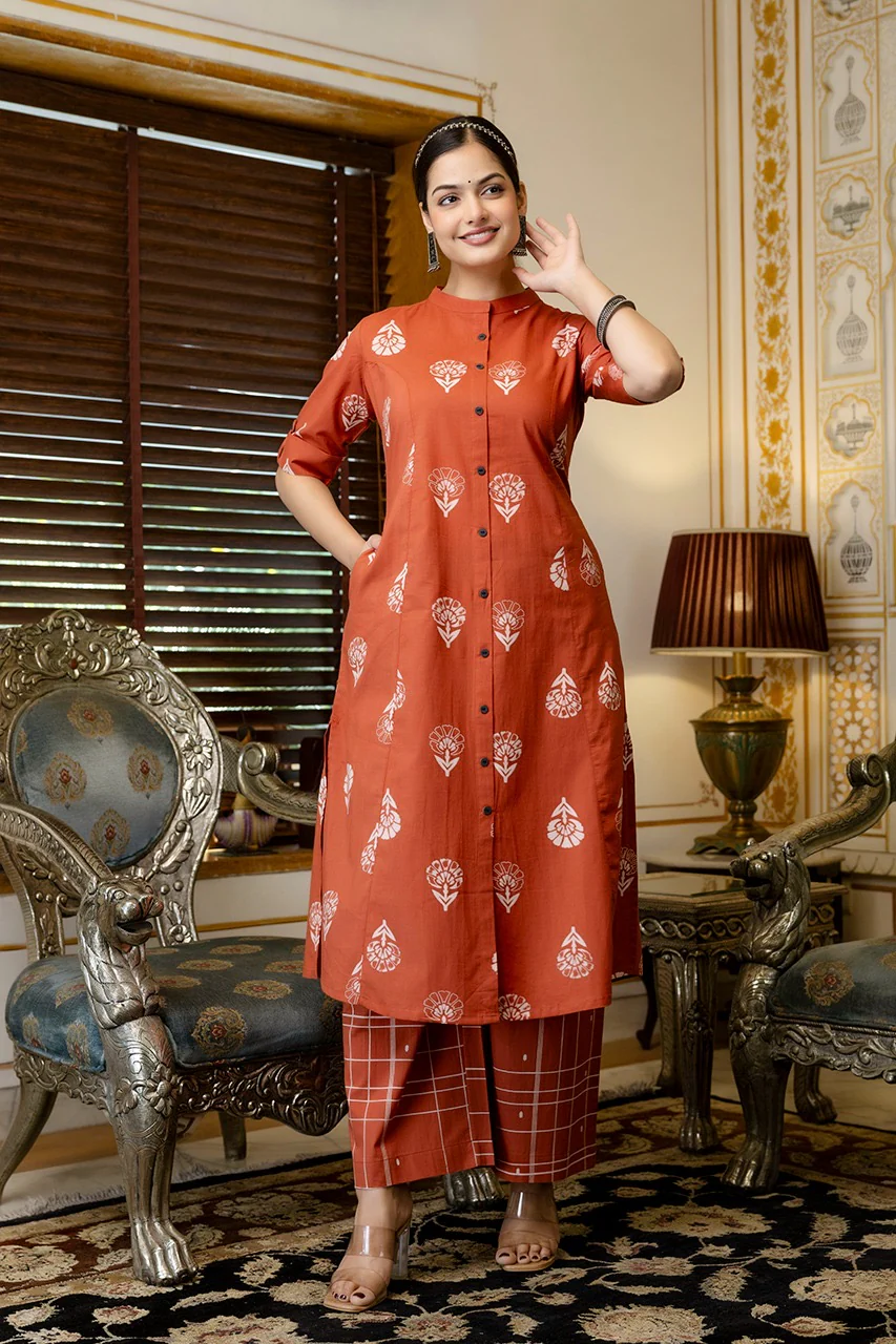 Cotton Floral Summerish A-line Coord Set - Image 3