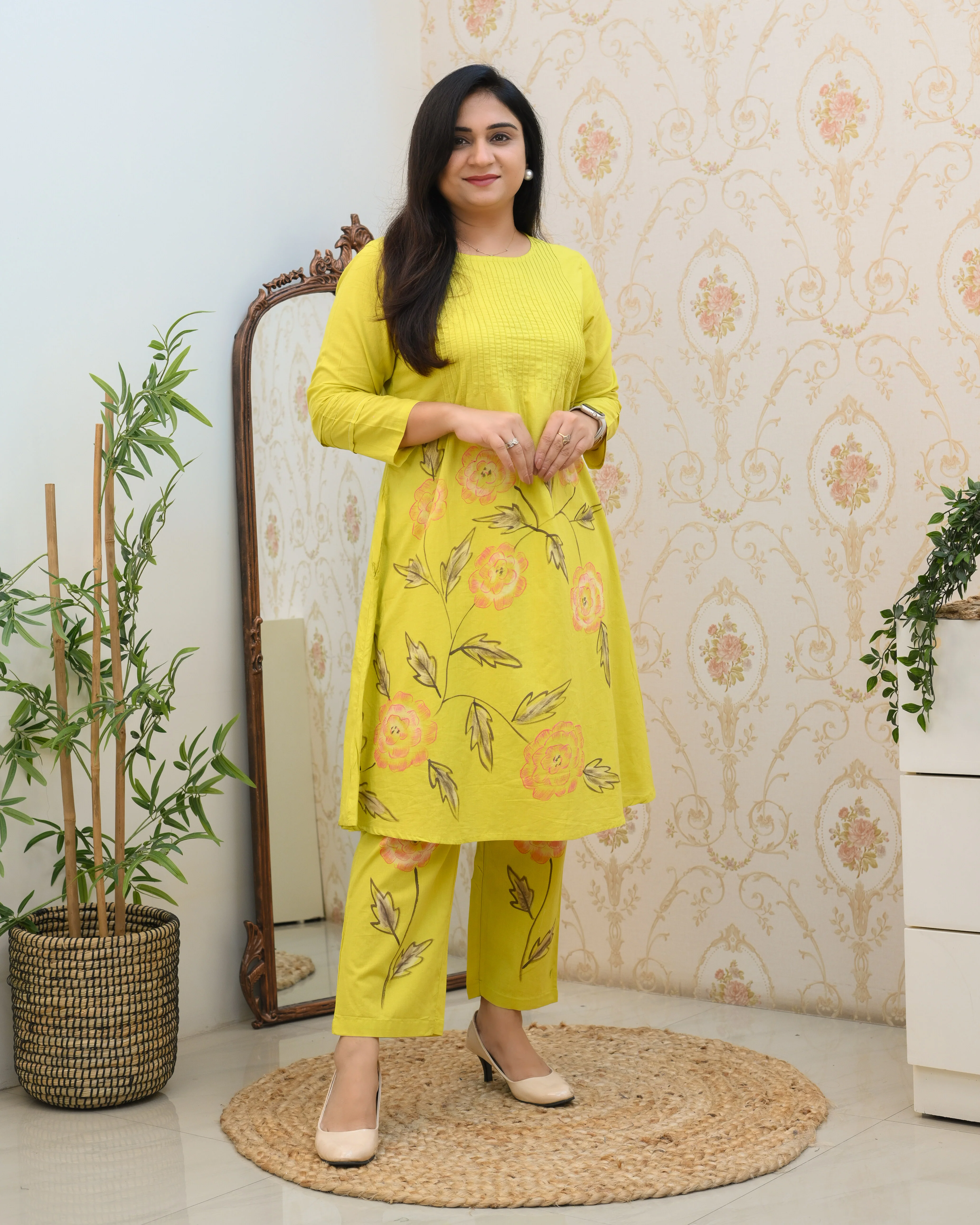 Cotton Handbrush Painted A-line Coord Set - Image 4