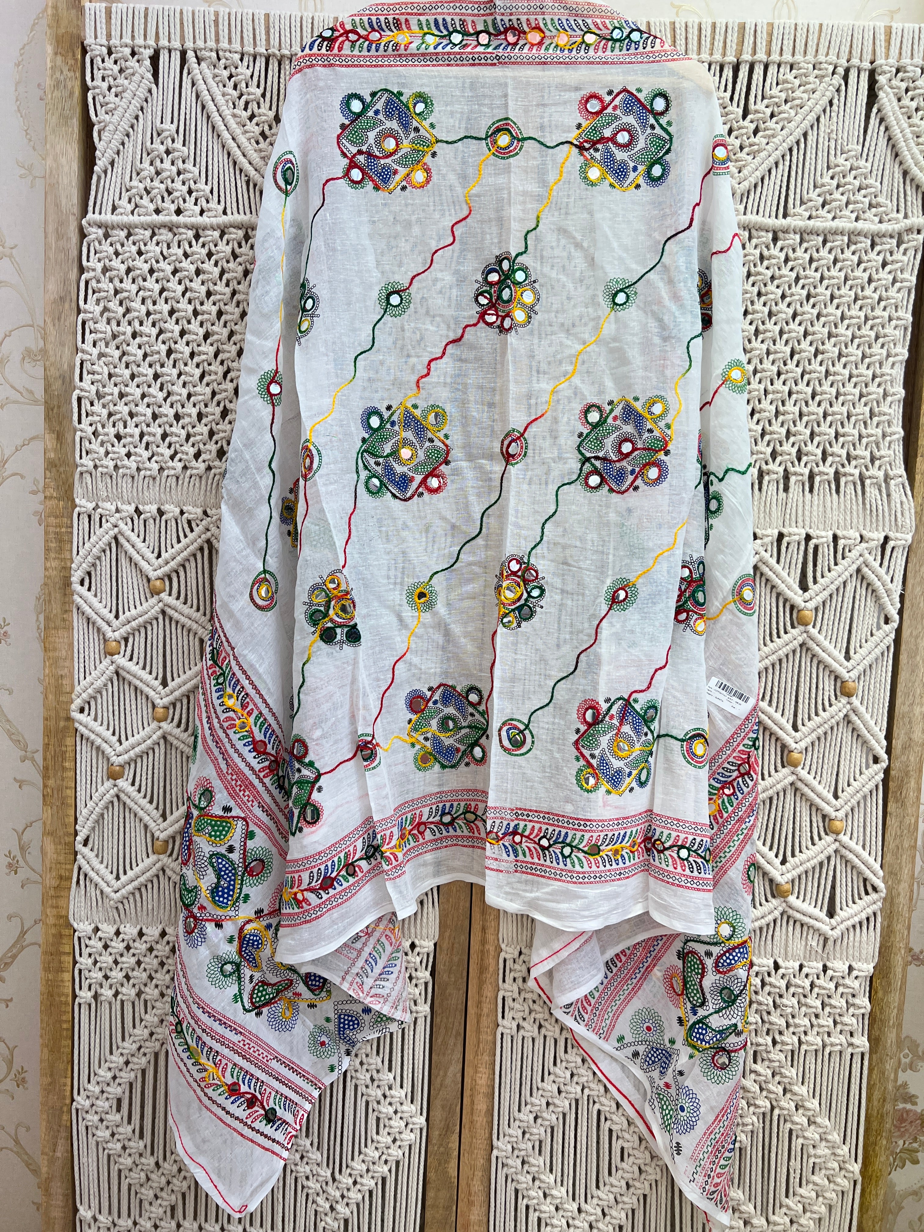 Cotton Multicolored Katch Work Dupatta - Image 3