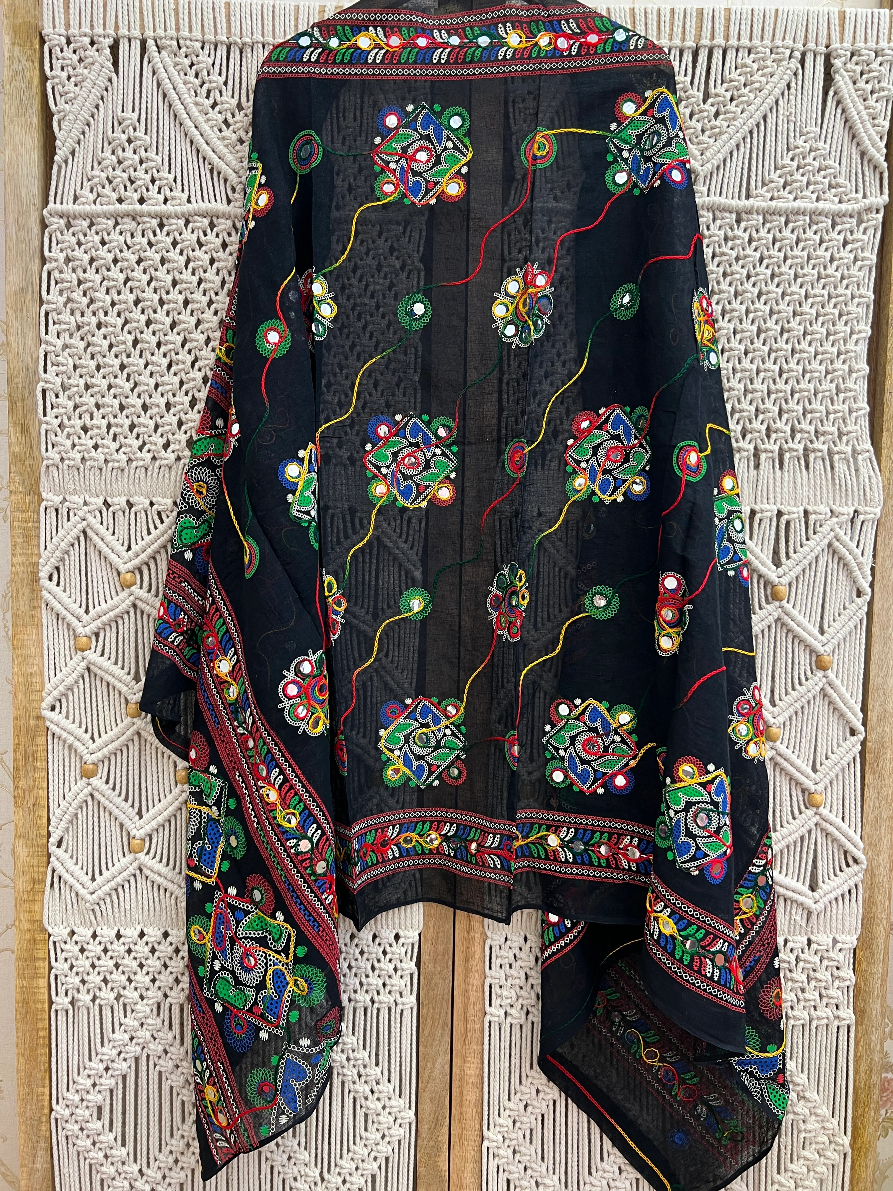 Cotton Multicolored Katch Work Dupatta - Image 4