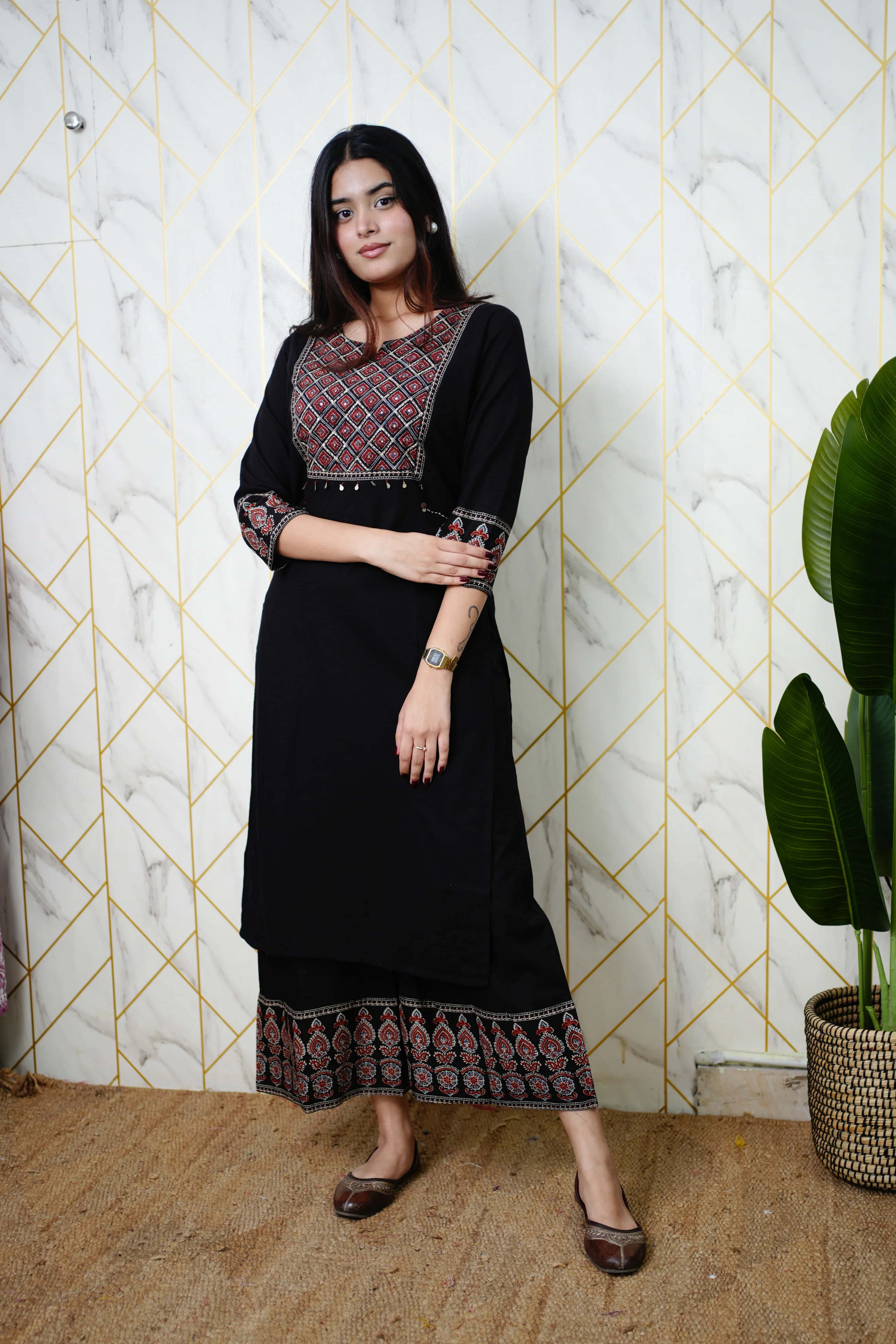 Damini Ajrakh Embroidered Cotton Coord Set